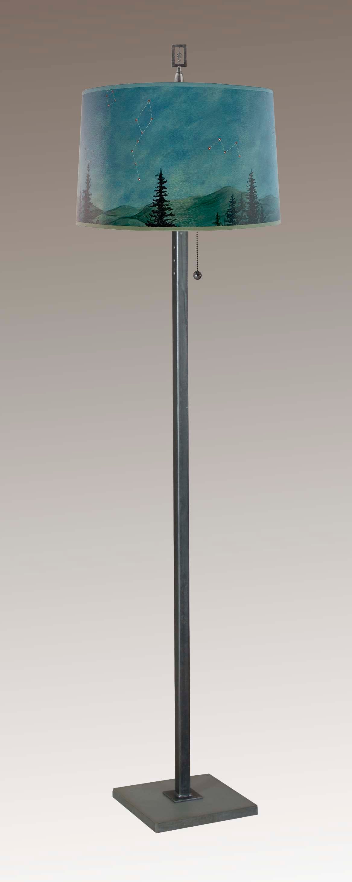 Janna Ugone & Co Floor Lamp Steel Floor Lamp with Large Drum Shade in Midight