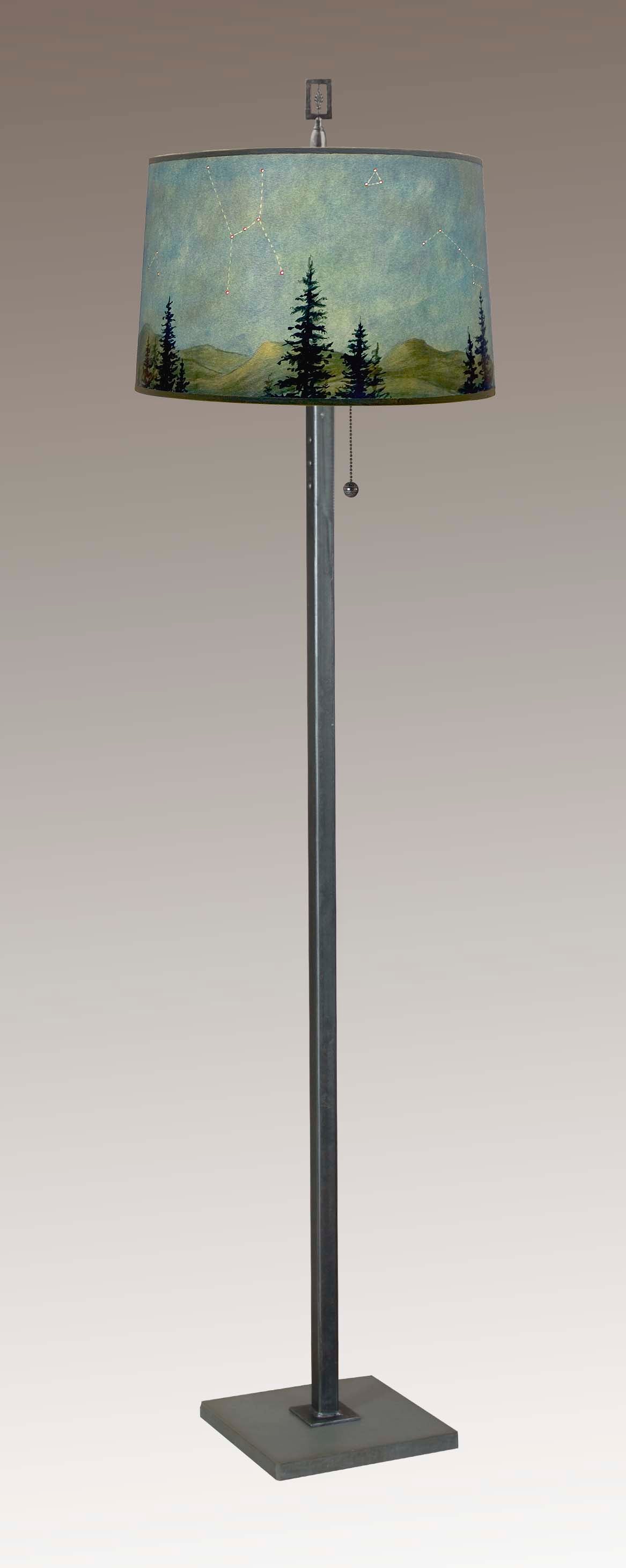 Janna Ugone & Co Floor Lamp Steel Floor Lamp with Large Drum Shade in Midight