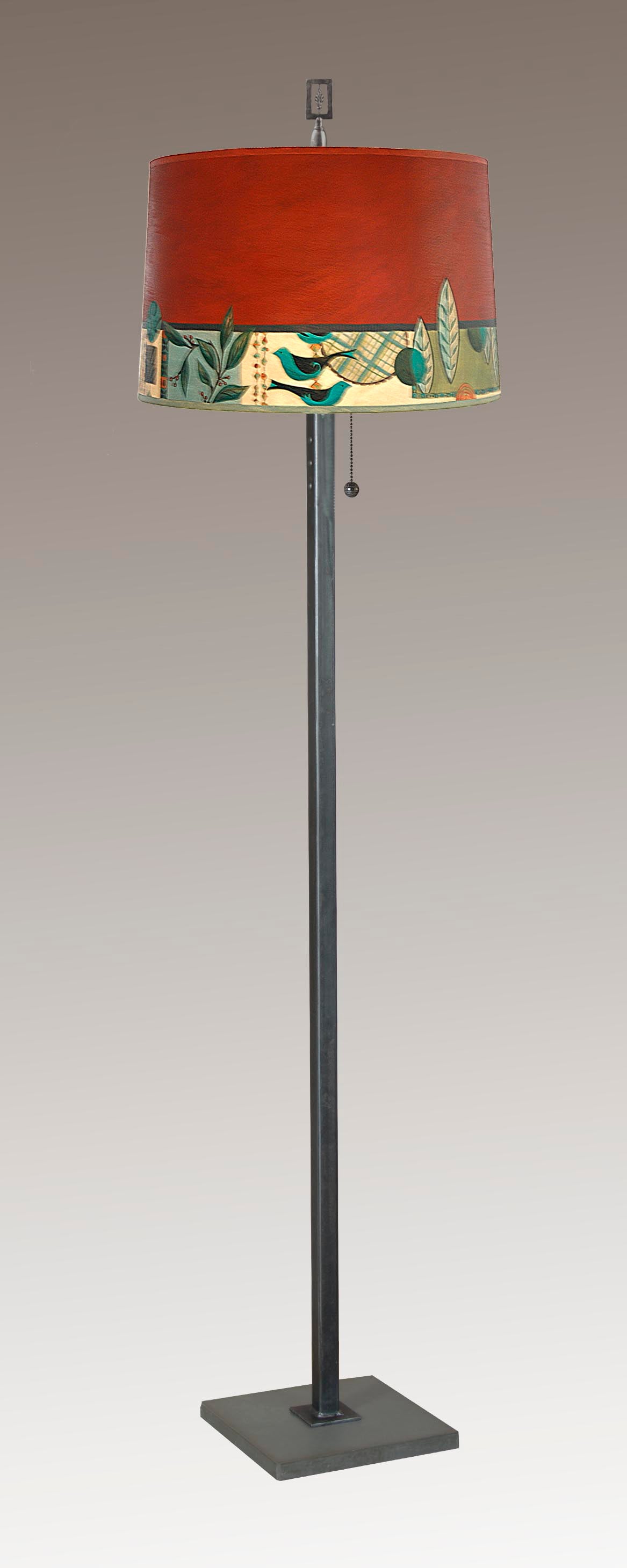 Janna Ugone & Co Floor Lamp Steel Floor Lamp with Large Drum Shade in New Capri