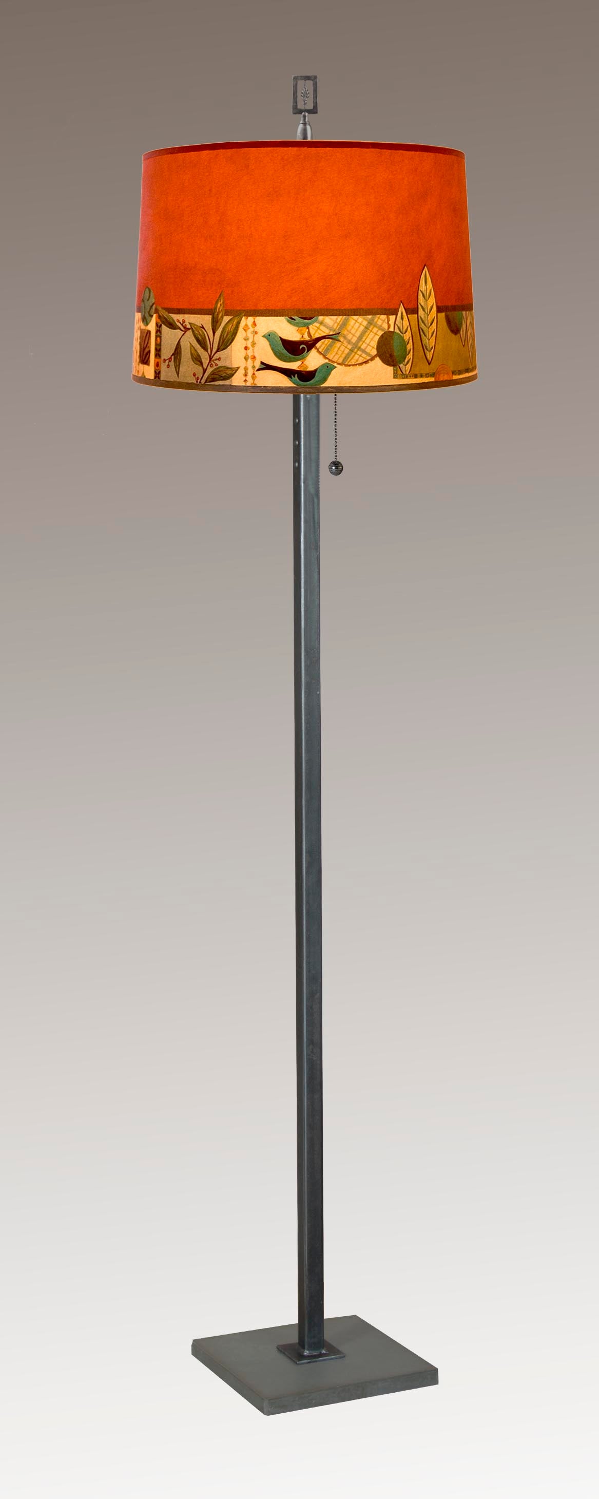 Janna Ugone & Co Floor Lamp Steel Floor Lamp with Large Drum Shade in New Capri