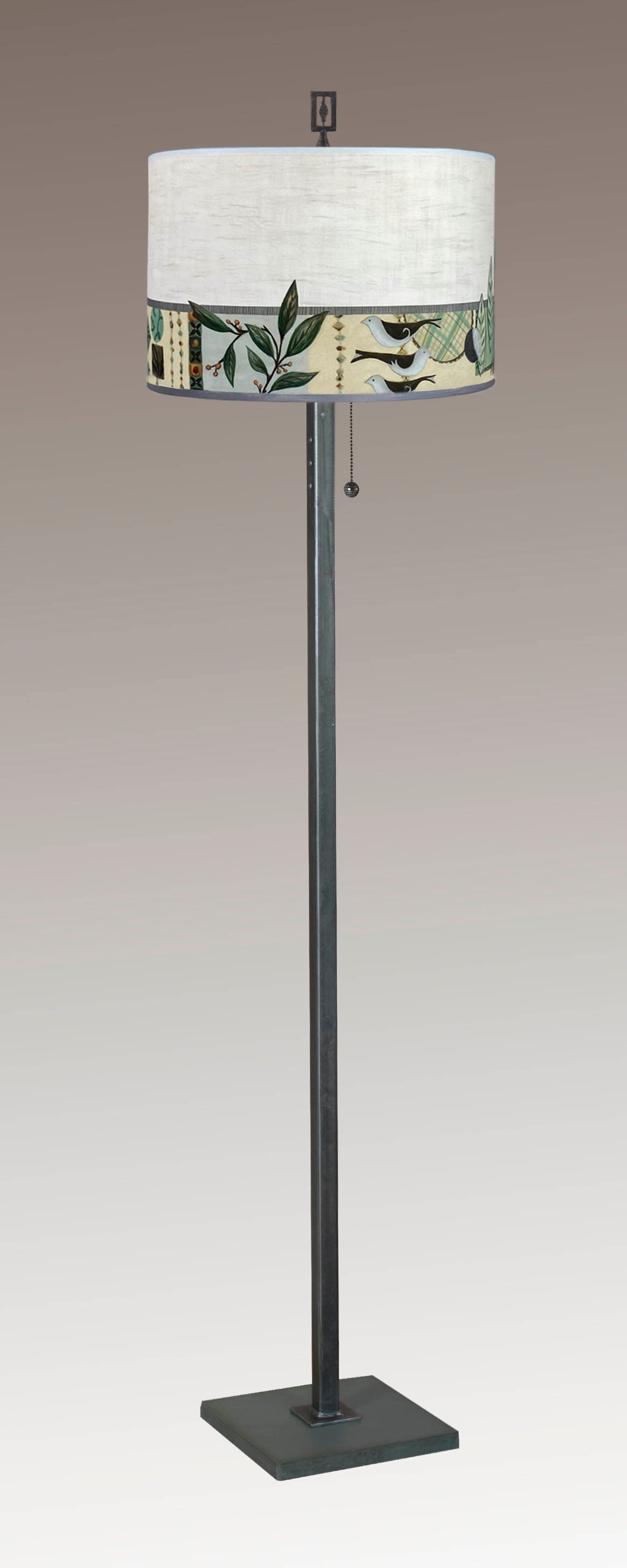 Janna Ugone & Co Floor Lamp Steel Floor Lamp with Large Drum Shade in New Capri Opal