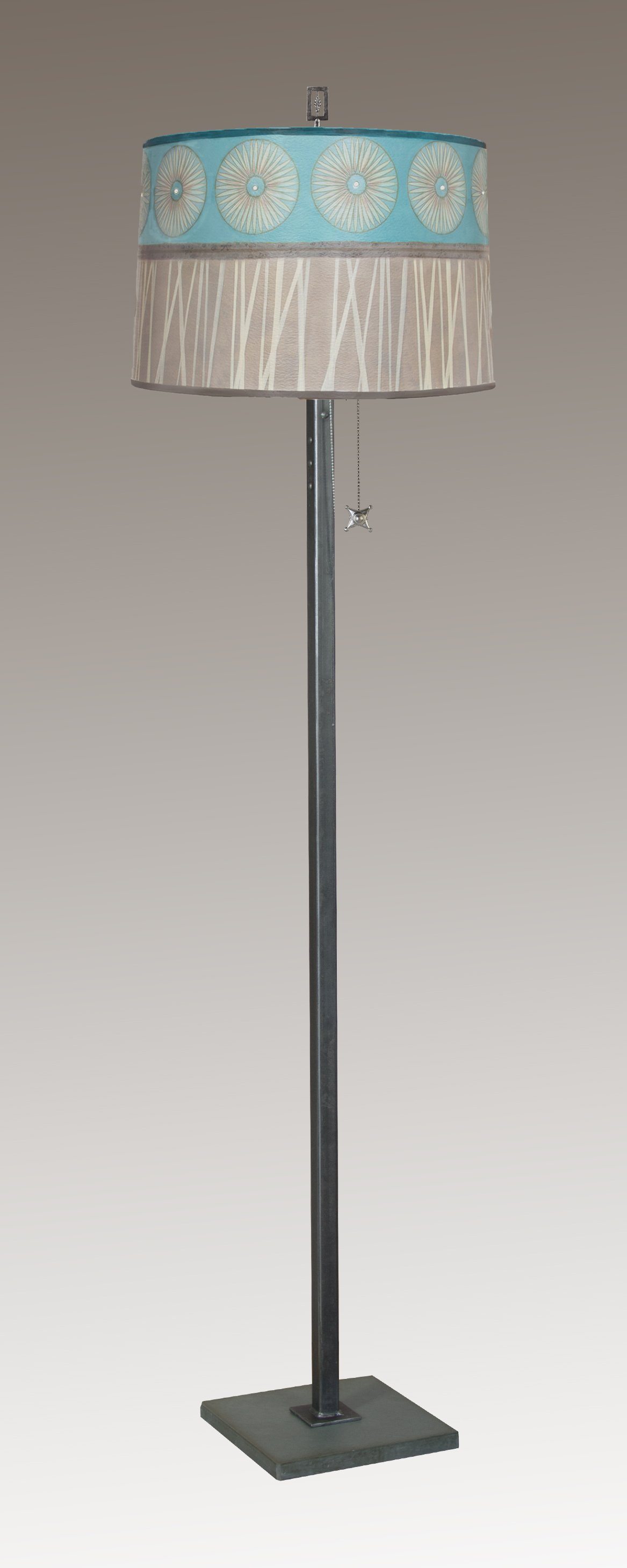 Janna Ugone & Co Floor Lamps Steel Floor Lamp with Large Drum Shade in Pool