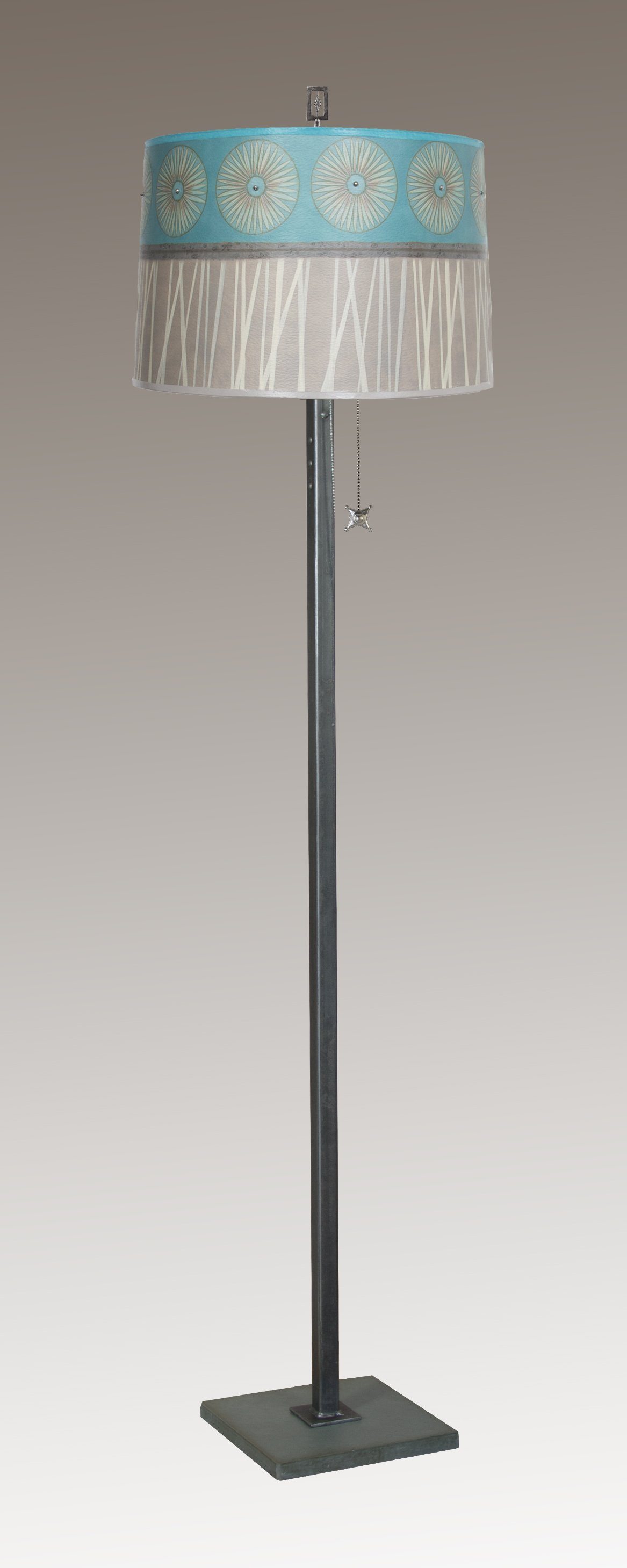 Janna Ugone & Co Floor Lamps Steel Floor Lamp with Large Drum Shade in Pool