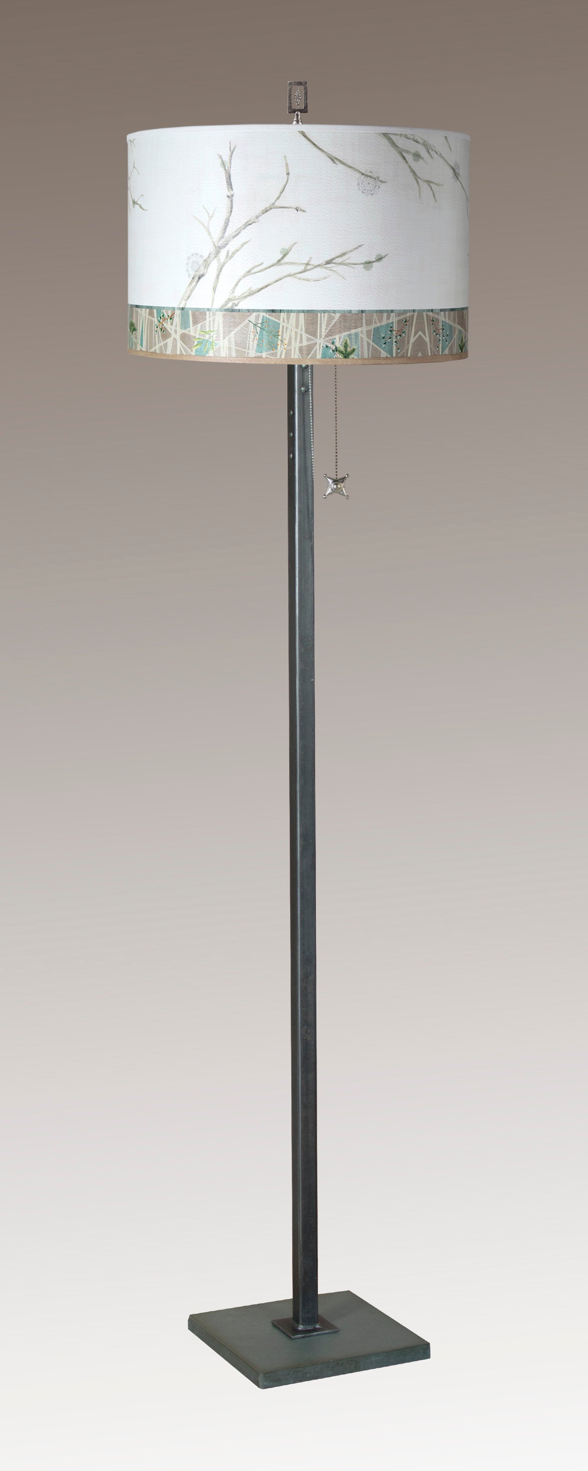 Janna Ugone & Co Floor Lamps Steel Floor Lamp with Large Drum Shade in Prism Branch