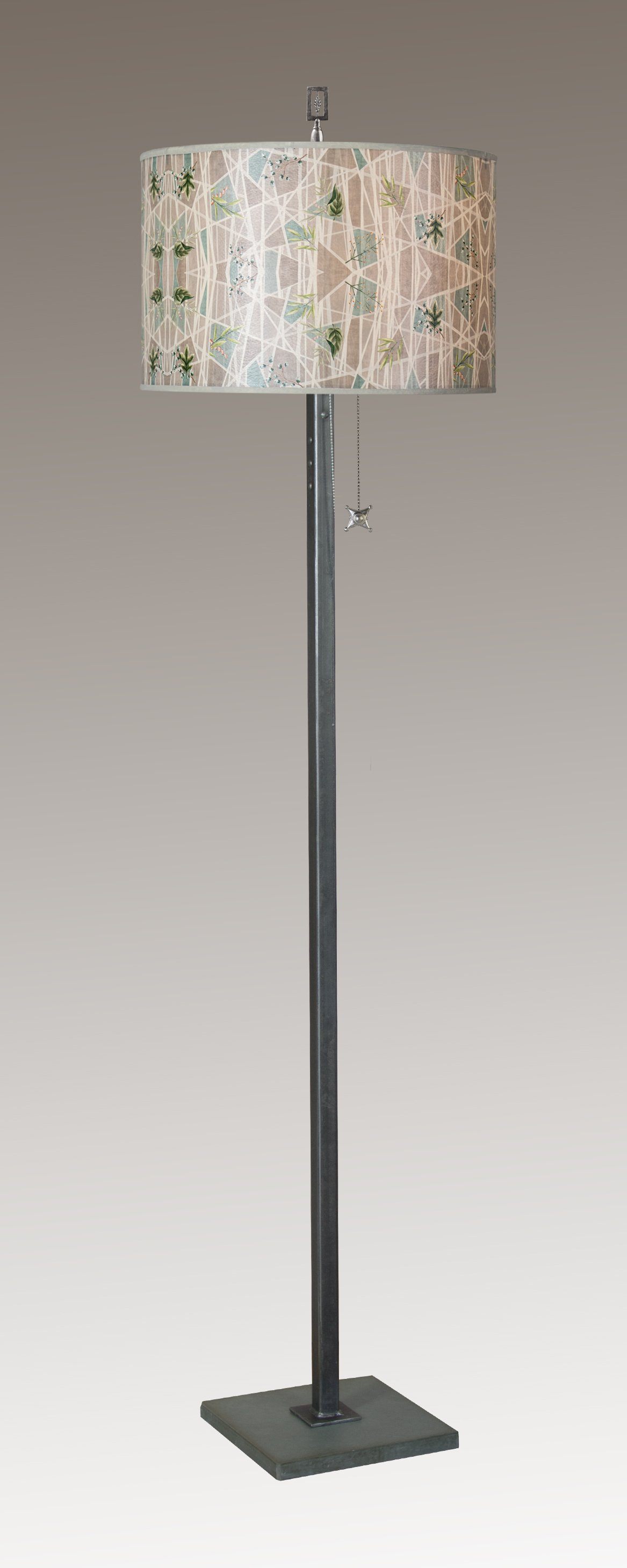 Janna Ugone & Co Floor Lamps Steel Floor Lamp with Large Drum Shade in Prism