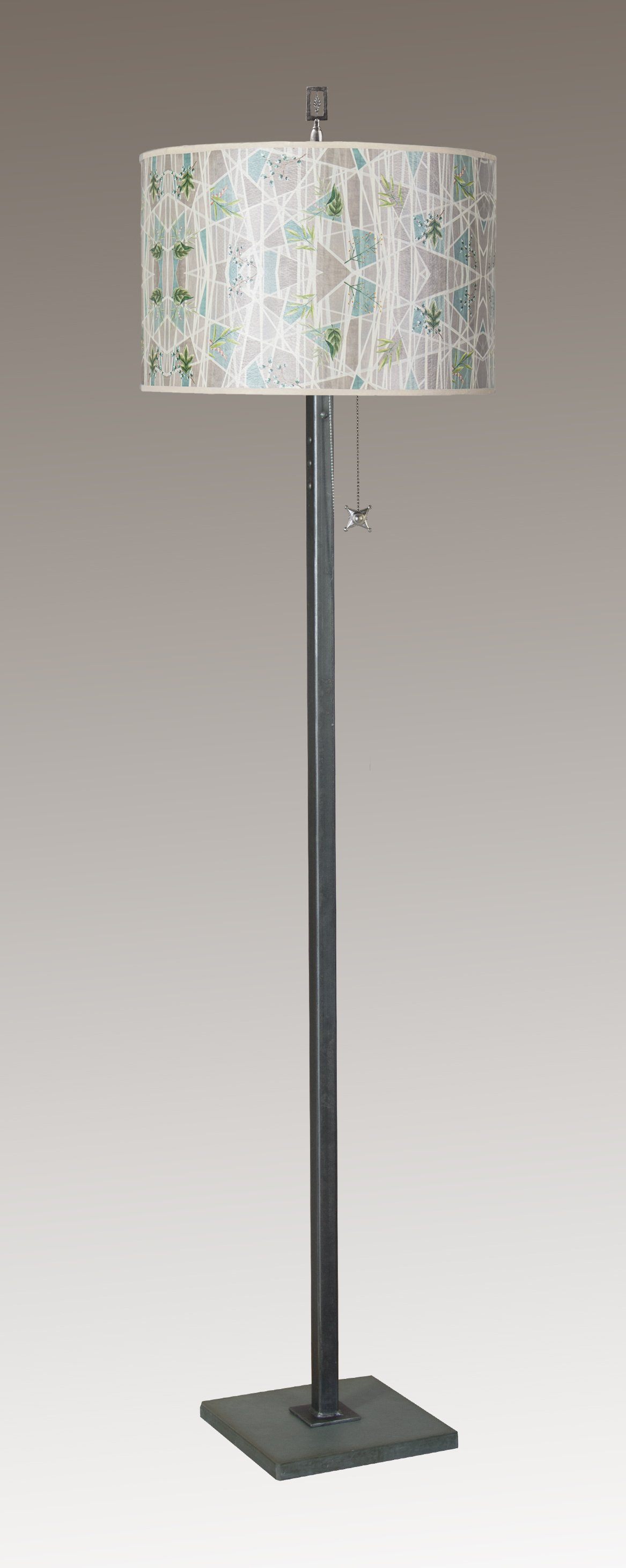 Janna Ugone & Co Floor Lamps Steel Floor Lamp with Large Drum Shade in Prism