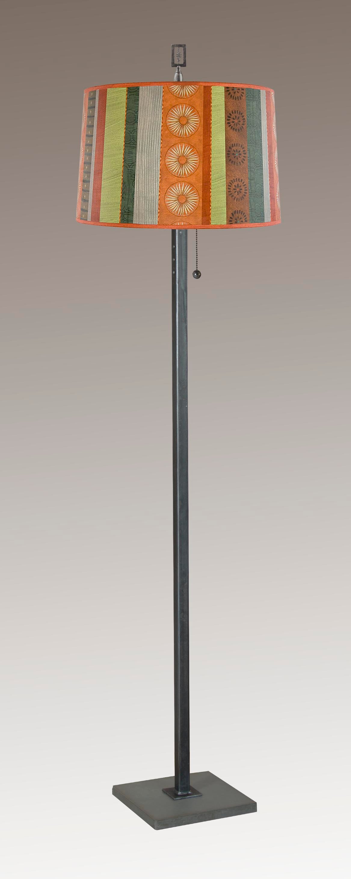 Janna Ugone & Co Floor Lamp Steel Floor Lamp with Large Drum Shade in Serape