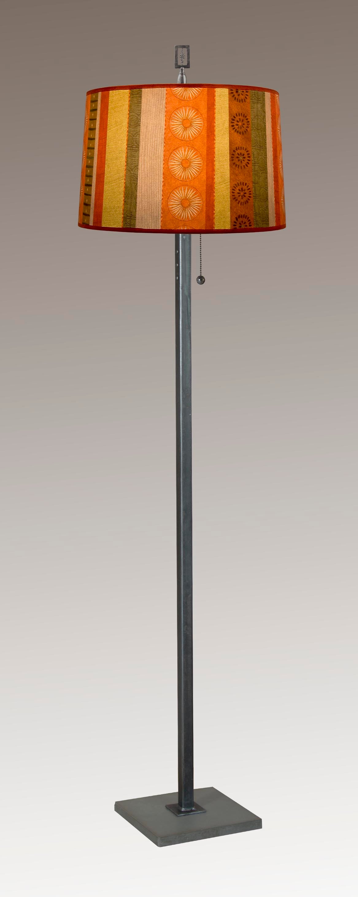 Janna Ugone & Co Floor Lamp Steel Floor Lamp with Large Drum Shade in Serape