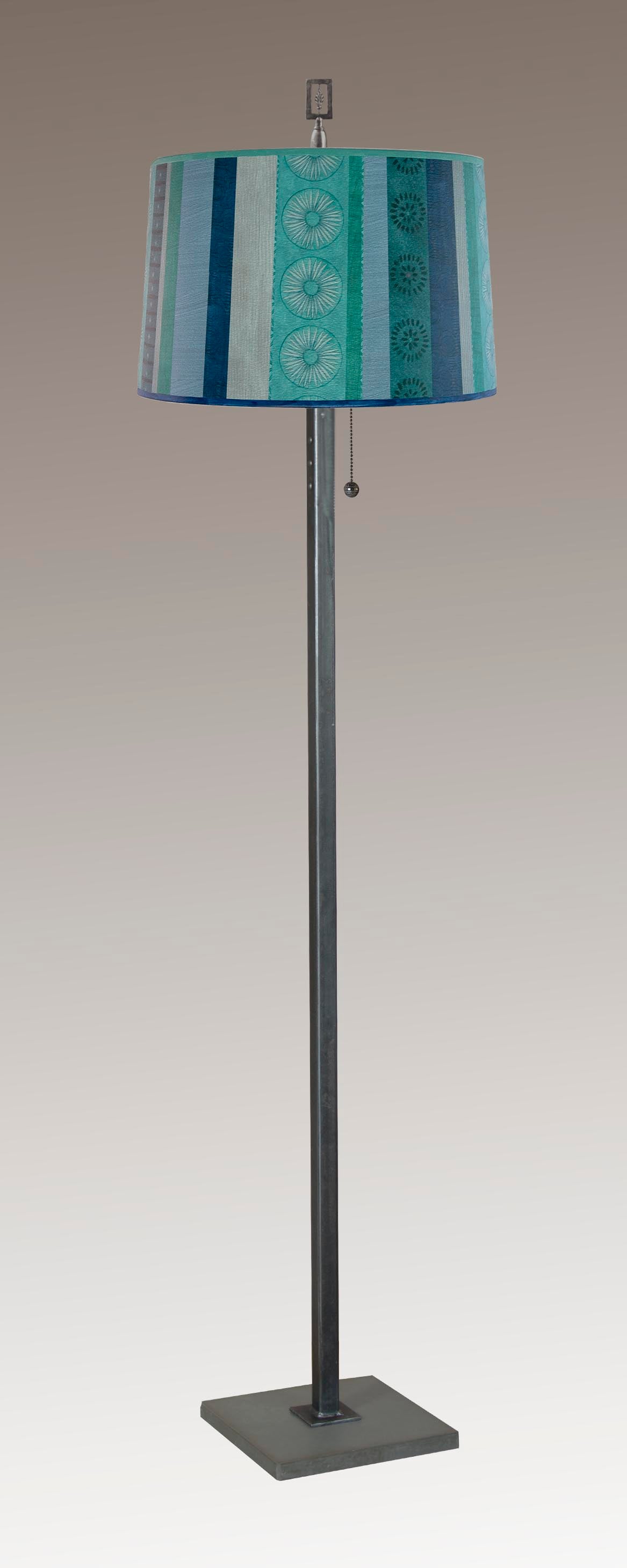 Janna Ugone & Co Floor Lamp Steel Floor Lamp with Large Drum Shade in Serape Waters
