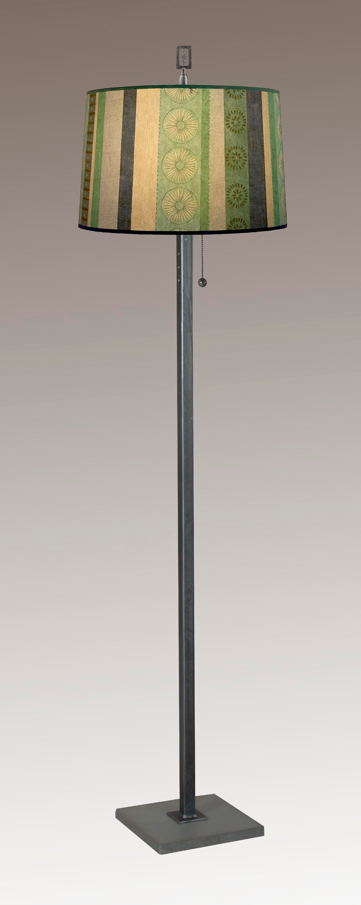 Janna Ugone & Co Floor Lamp Steel Floor Lamp with Large Drum Shade in Serape Waters