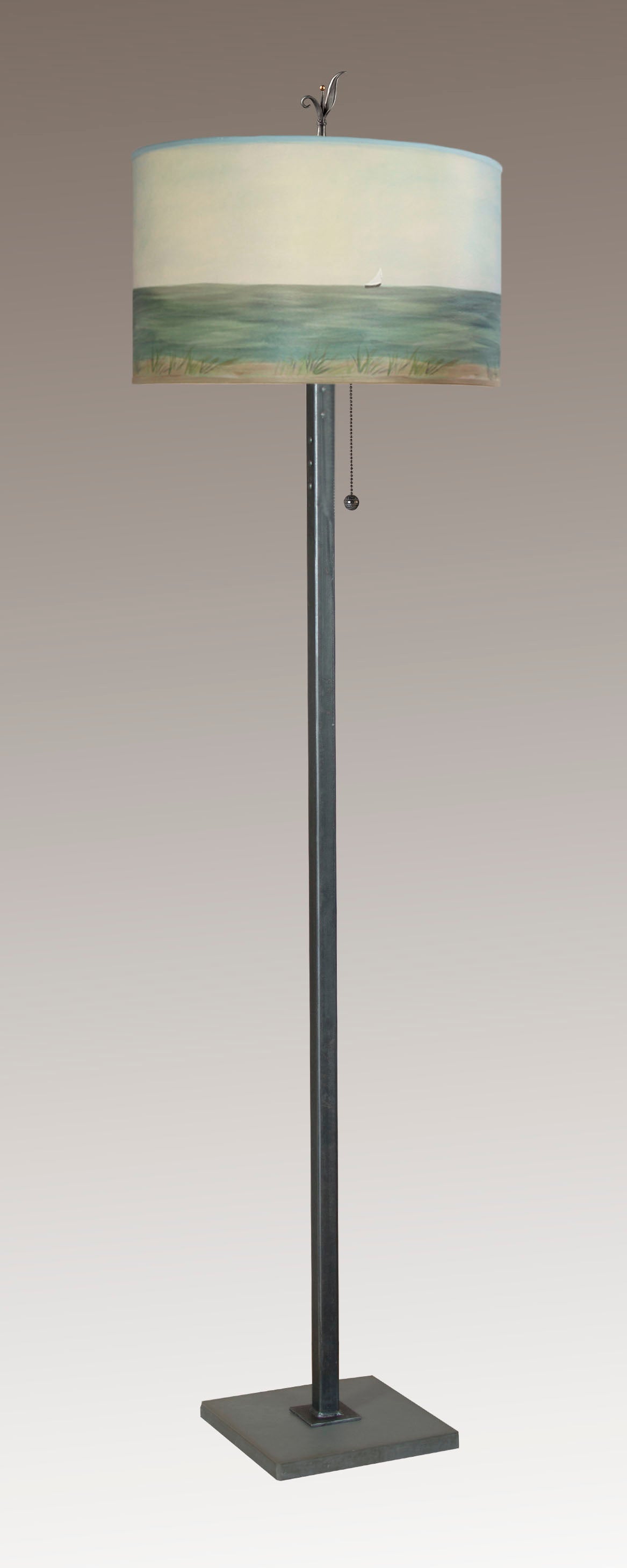 Janna Ugone & Co Floor Lamps Steel Floor Lamp with Large Drum Shade in Shore