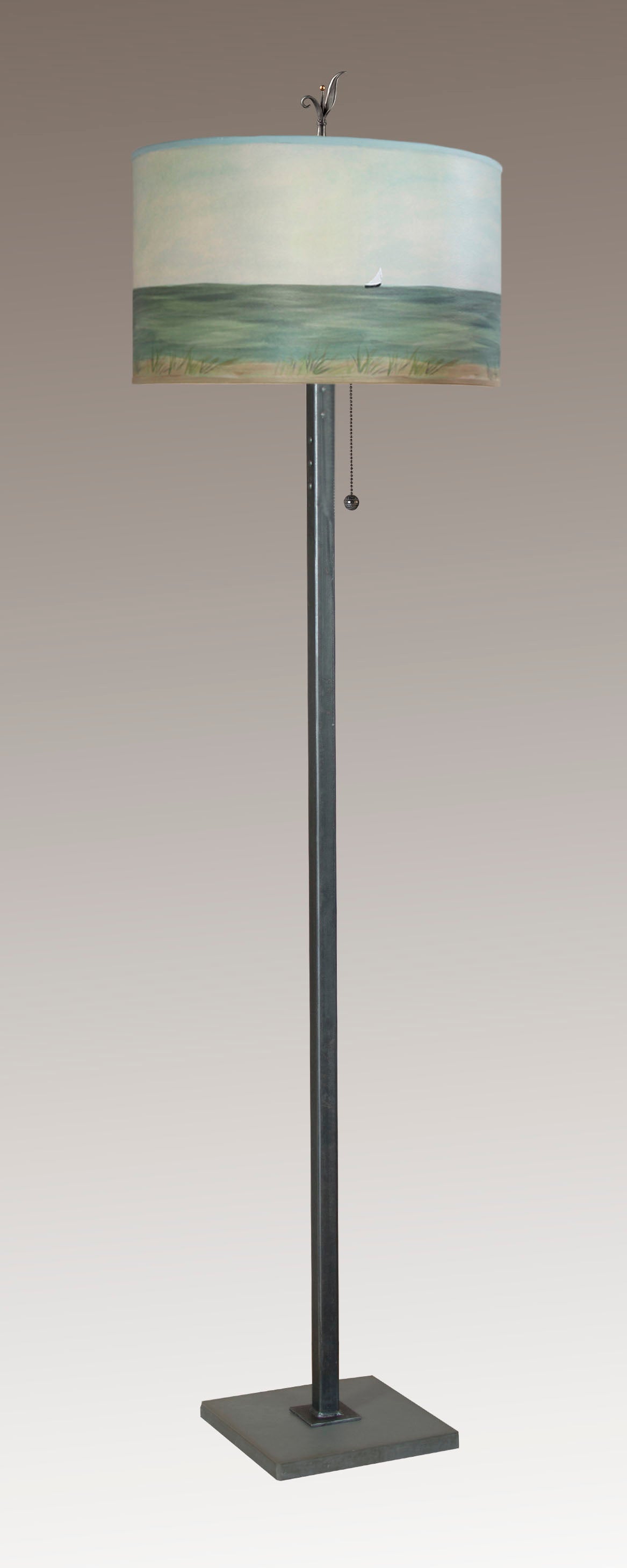 Janna Ugone & Co Floor Lamps Steel Floor Lamp with Large Drum Shade in Shore