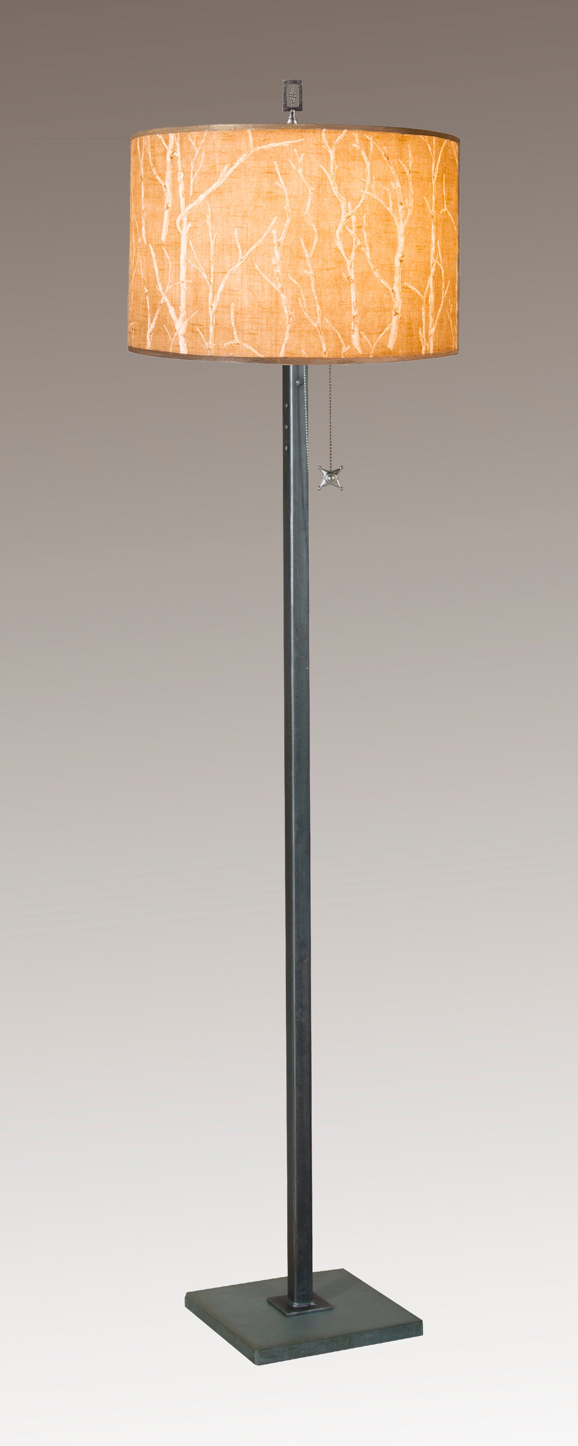 Janna Ugone & Co Floor Lamps Steel Floor Lamp with Large Drum Shade in Twigs