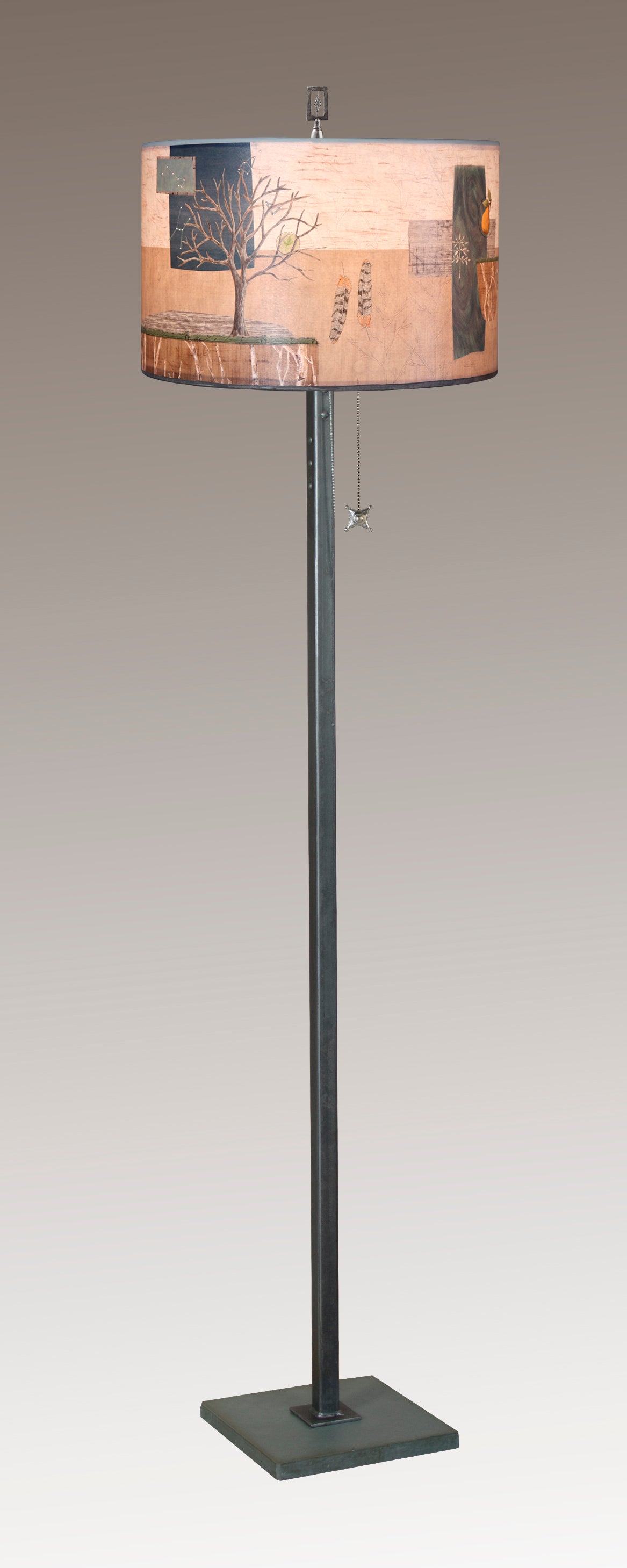 Janna Ugone & Co Floor Lamps Steel Floor Lamp with Large Drum Shade in Wander in Drift