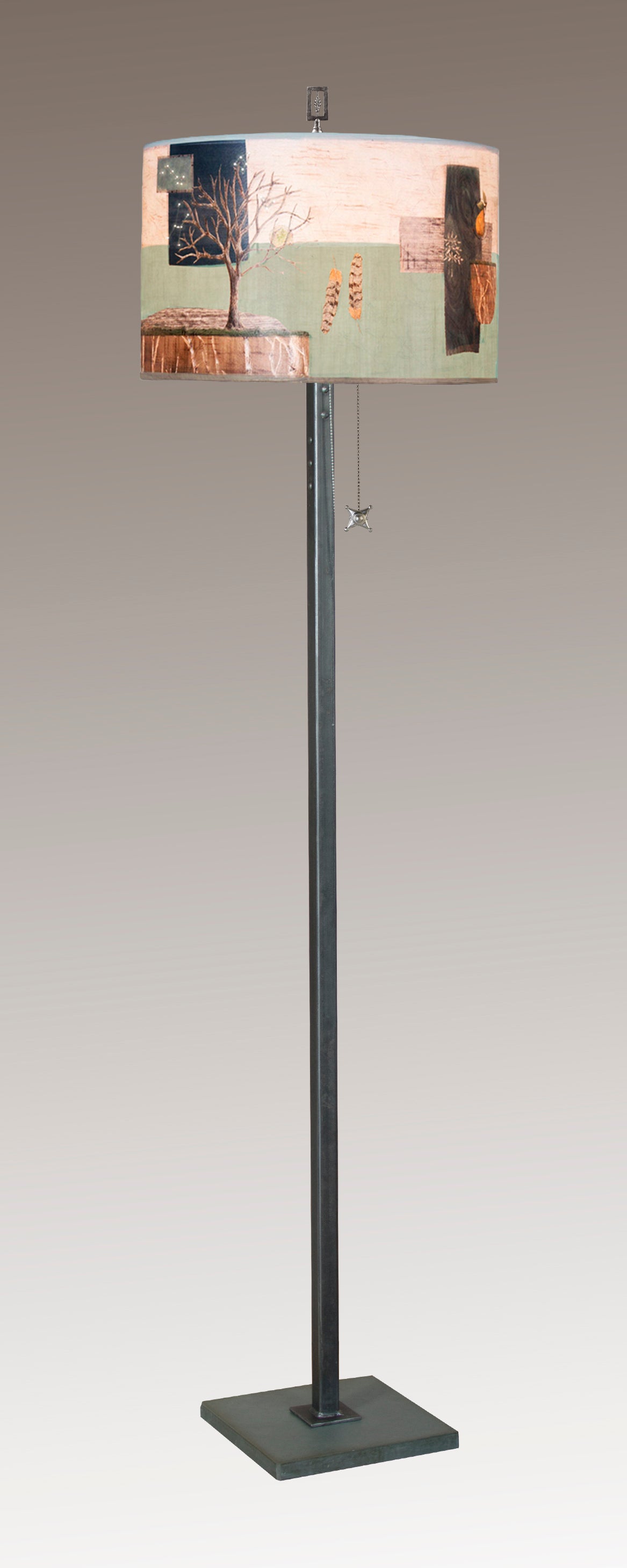 Janna Ugone & Co Floor Lamps Steel Floor Lamp with Large Drum Shade in Wander in Field