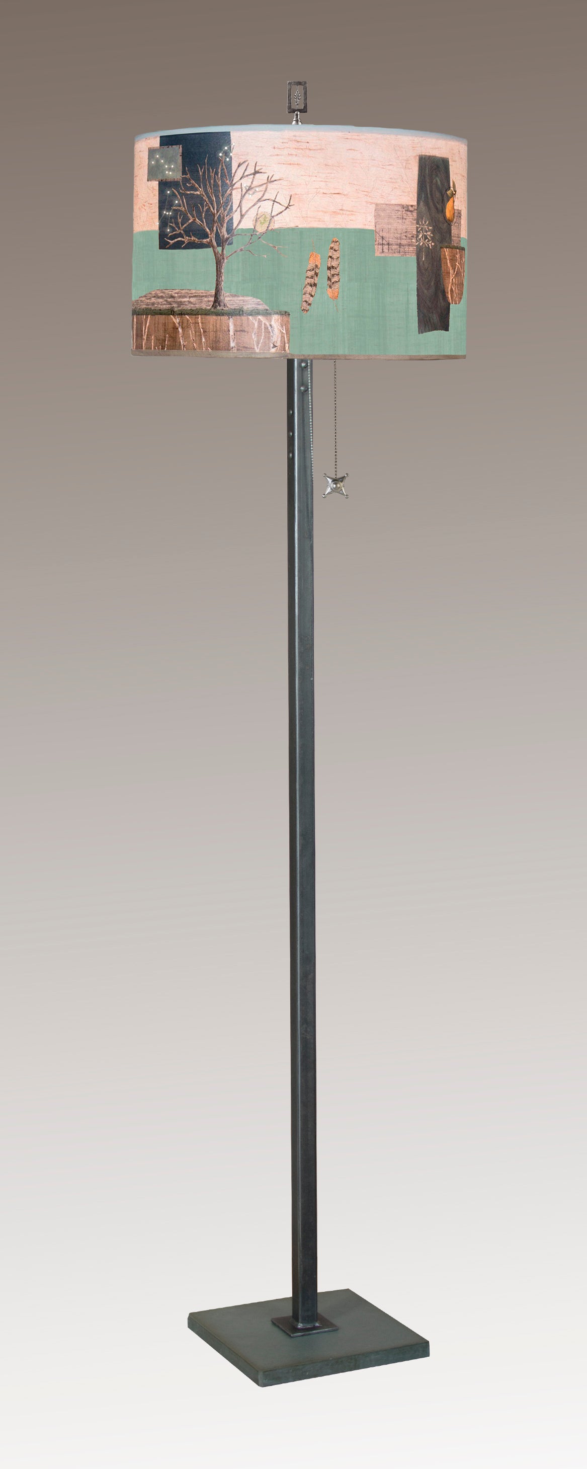 Janna Ugone & Co Floor Lamps Steel Floor Lamp with Large Drum Shade in Wander in Field