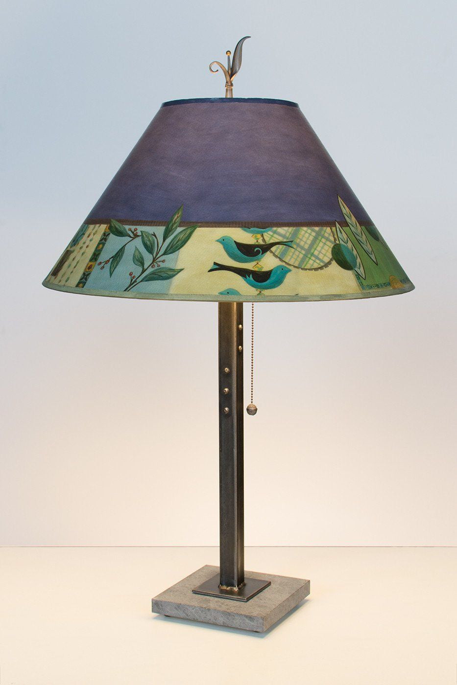 Janna Ugone & Co Table Lamps Steel Table Lamp Large Conical Shade in New Capri Periwinkle
