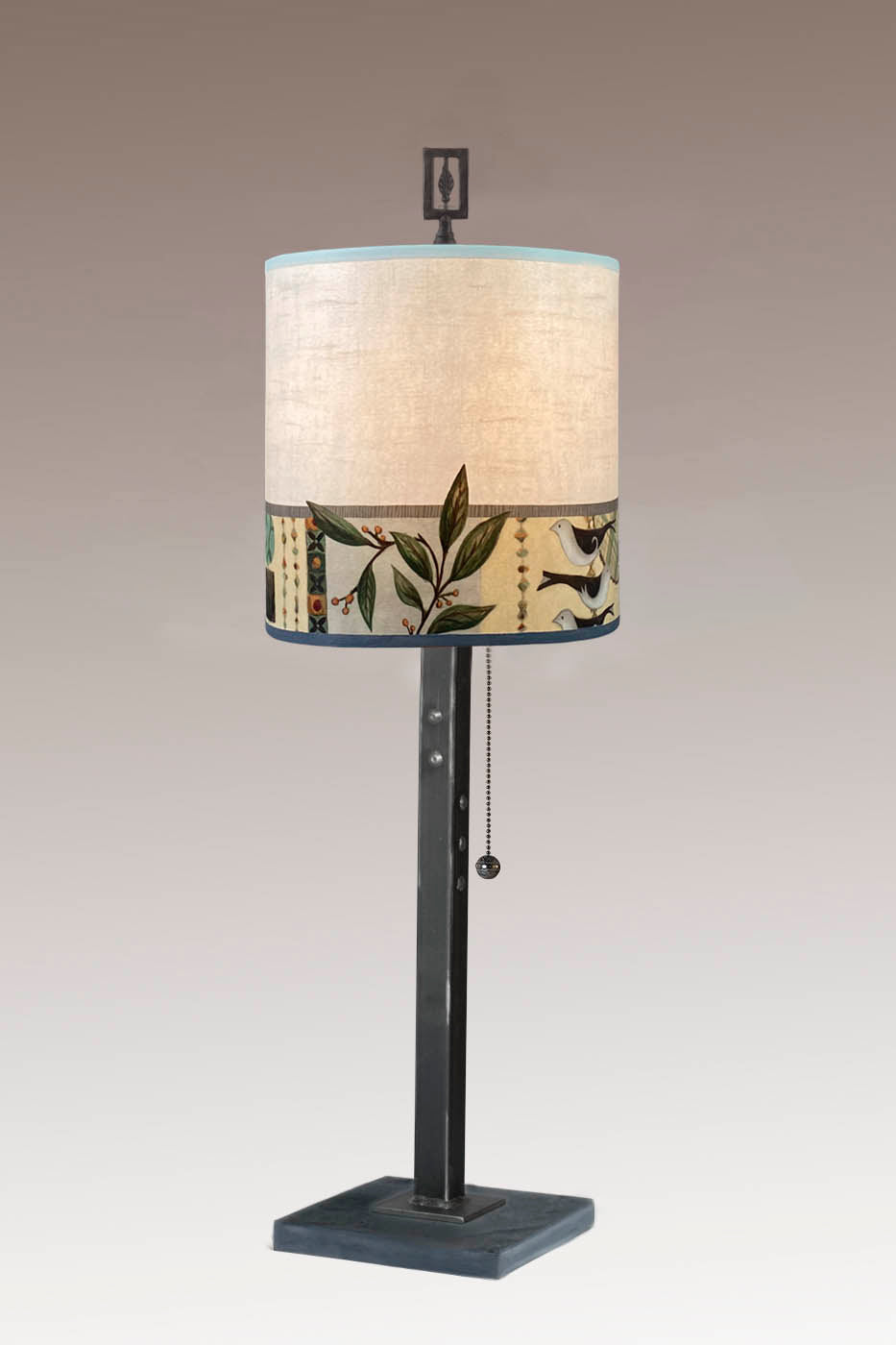 Janna Ugone & Co Table Lamp Steel Table Lamp Medium Drum Shade in New Capri Opal