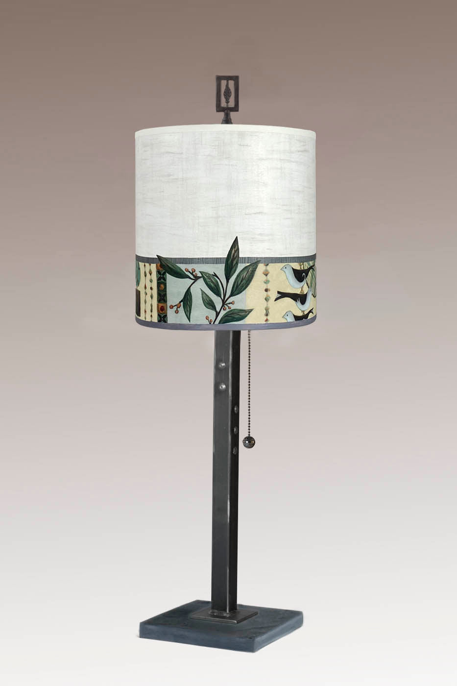 Janna Ugone & Co Table Lamp Steel Table Lamp Medium Drum Shade in New Capri Opal