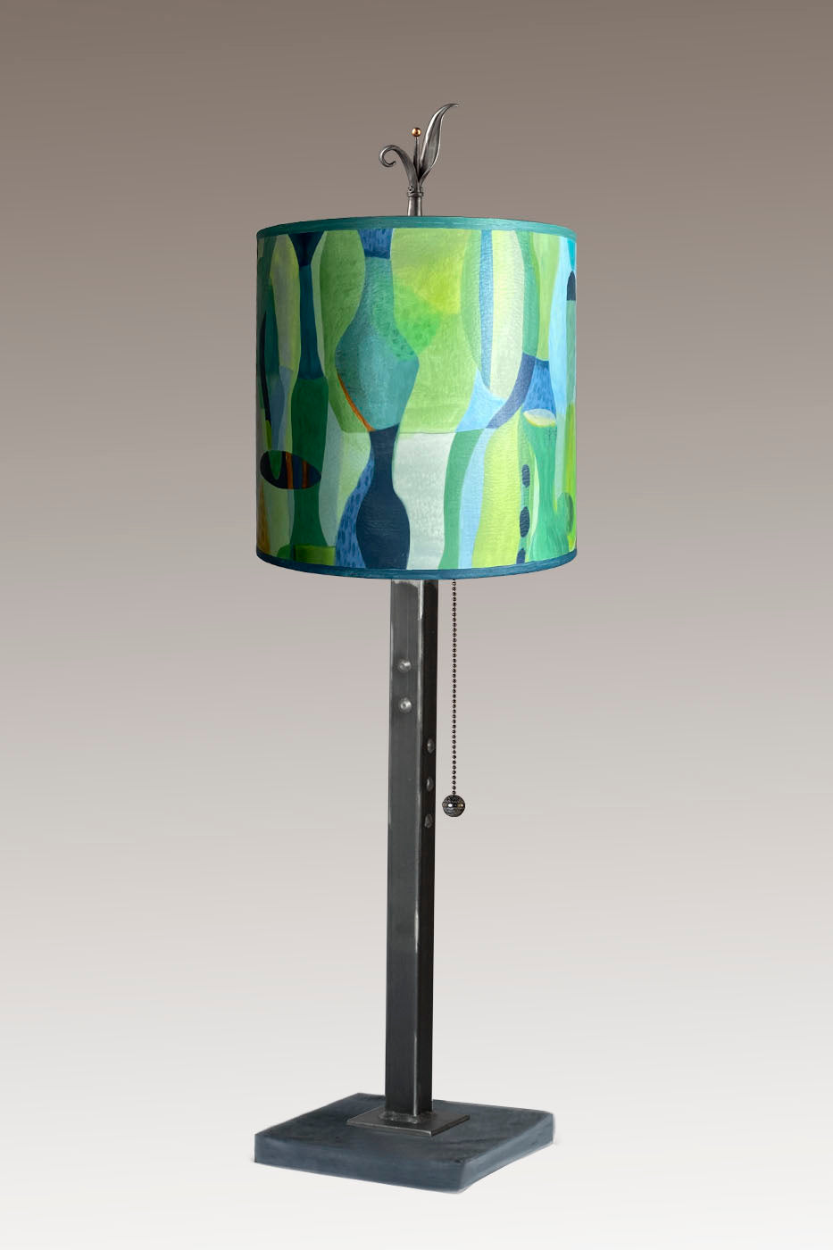 Janna Ugone & Co Table Lamp Steel Table Lamp Medium Drum Shade in Riviera in Citrus