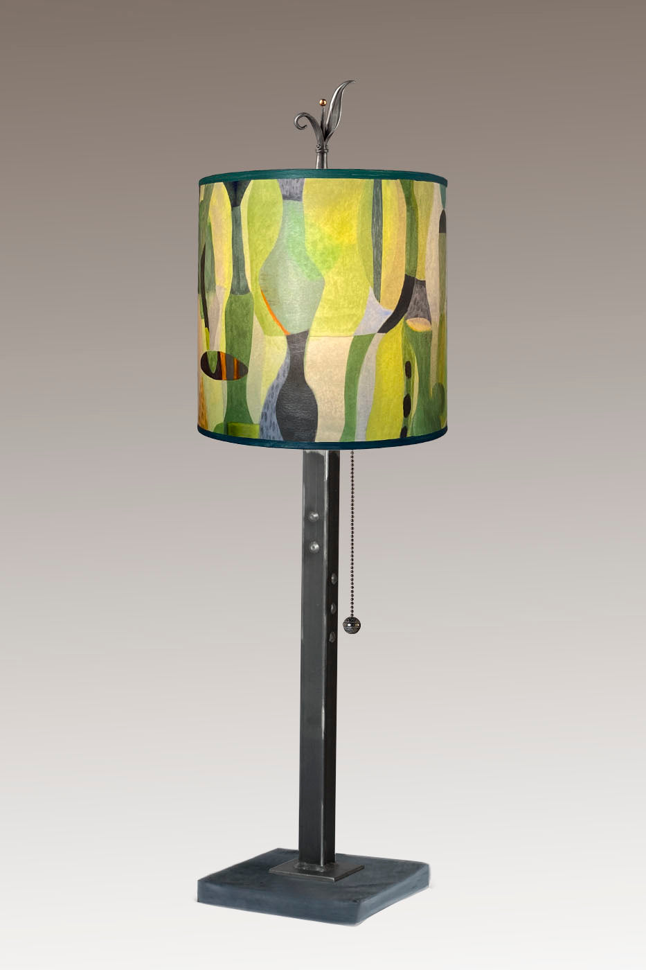 Janna Ugone &amp; Co Table Lamp Steel Table Lamp Medium Drum Shade in Riviera in Citrus