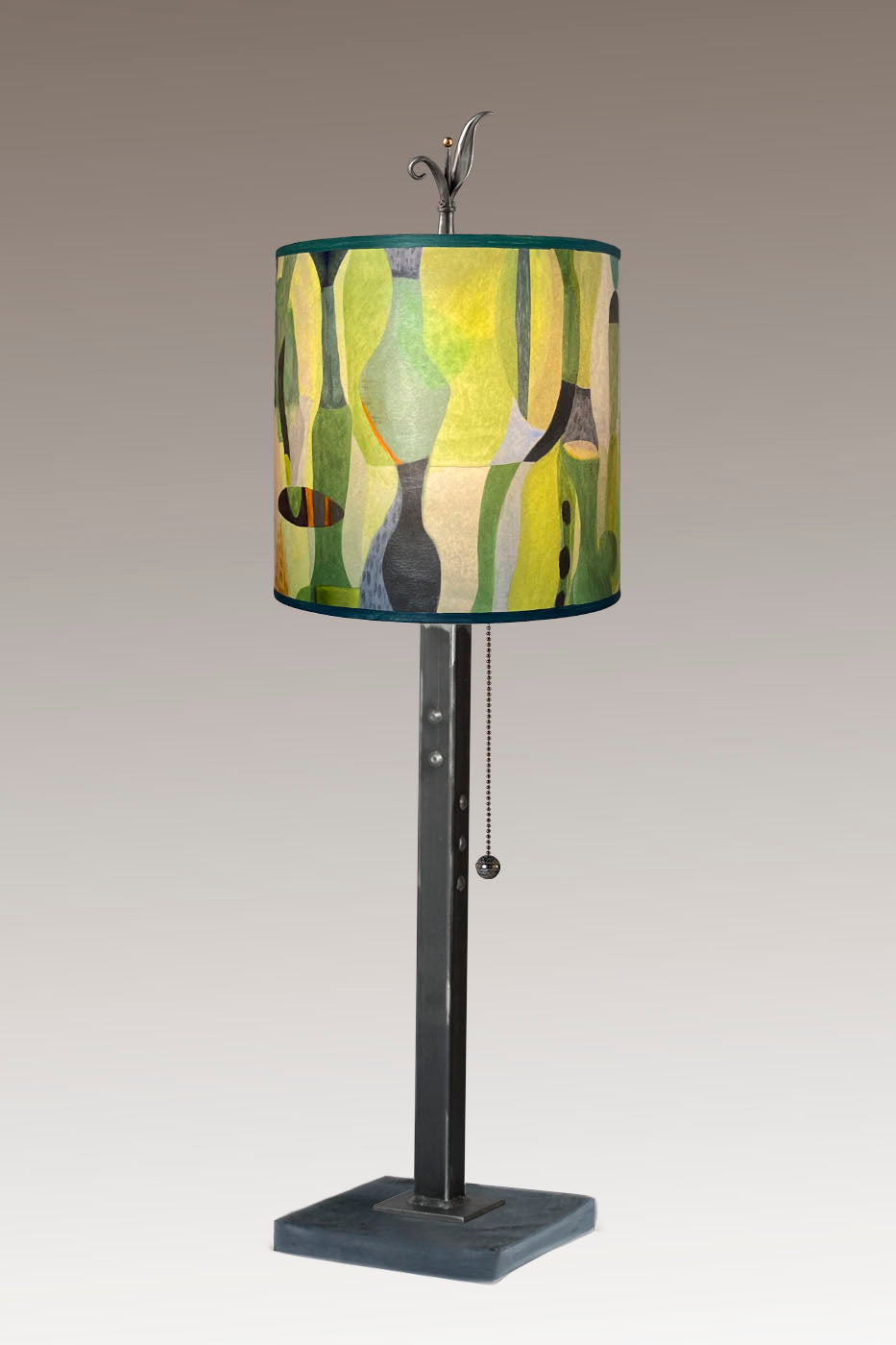 Janna Ugone & Co Table Lamp Steel Table Lamp Medium Drum Shade in Riviera in Citrus