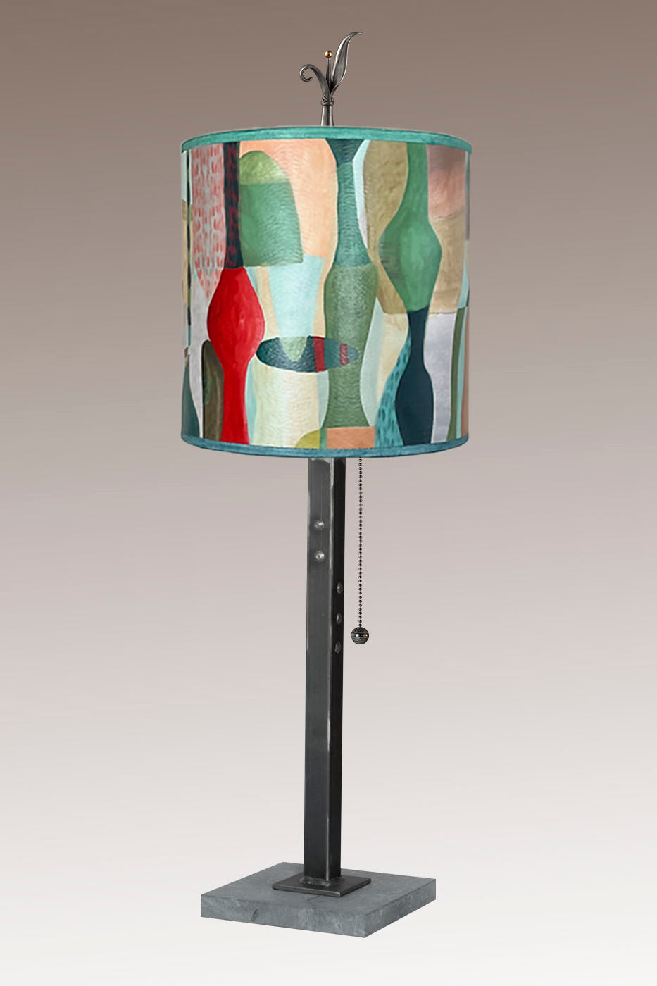 Janna Ugone & Co Table Lamp Steel Table Lamp Medium Drum Shade in Riviera in Poppy