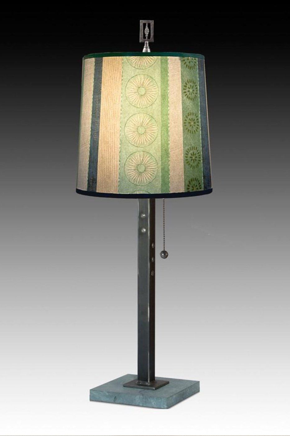 Janna Ugone & Co Table Lamps Steel Table Lamp Medium Drum Shade in Serape Waters