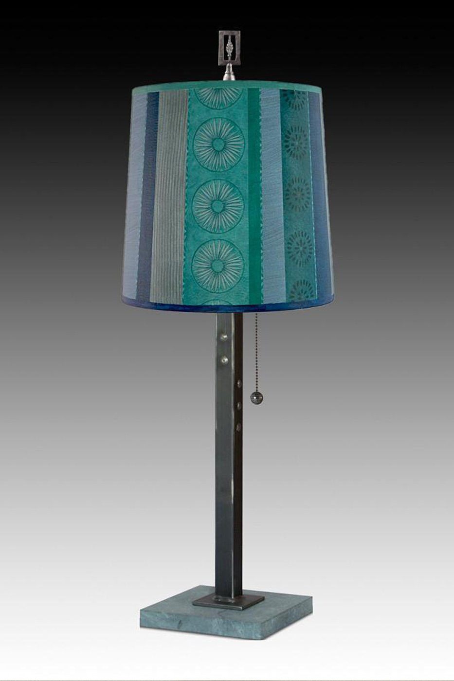 Janna Ugone &amp; Co Table Lamps Steel Table Lamp Medium Drum Shade in Serape Waters