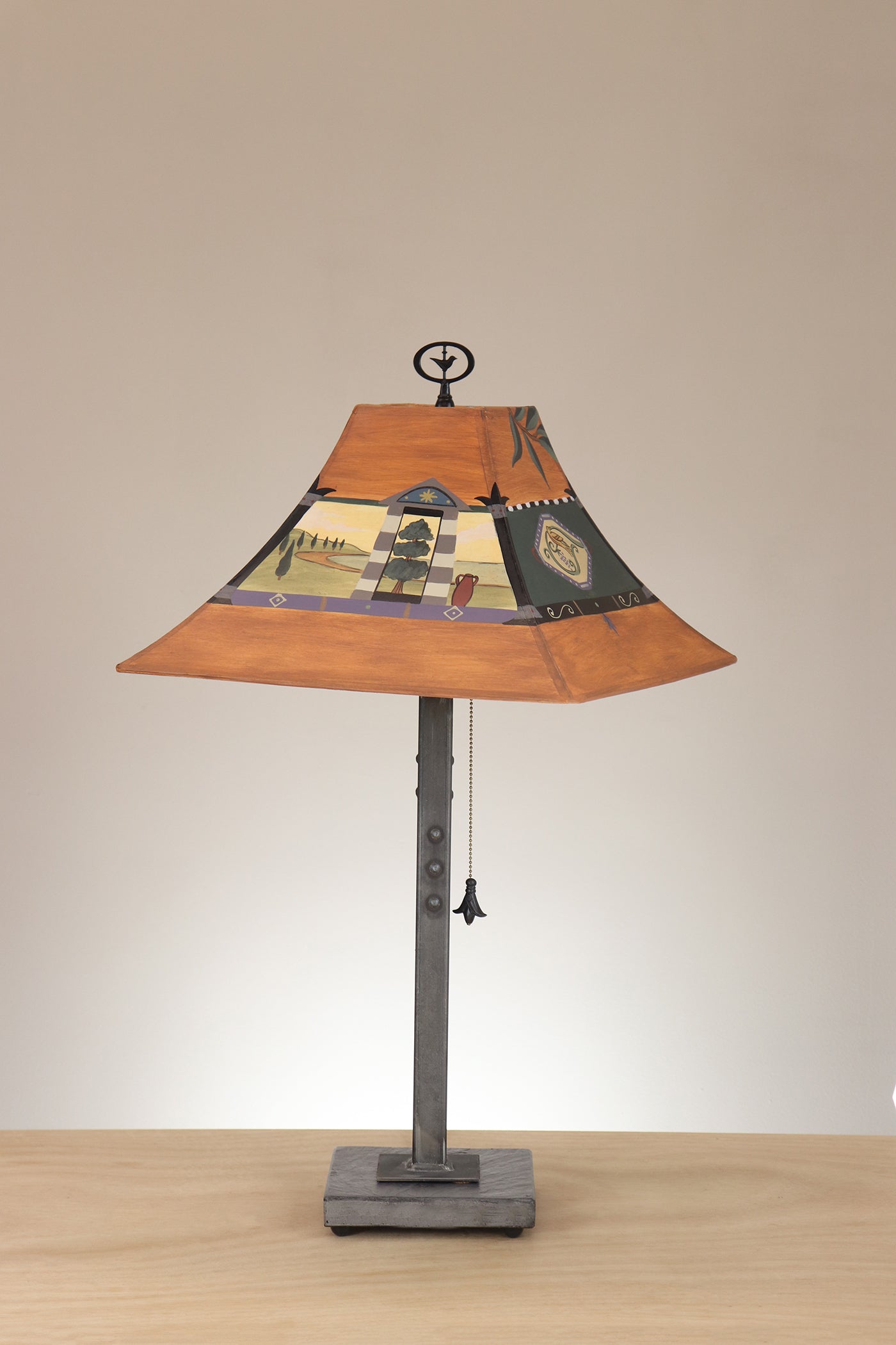 Janna Ugone & Co Table Lamp Steel Table Lamp on Stone with Medium Pagoda Shade in Sienna in Rust