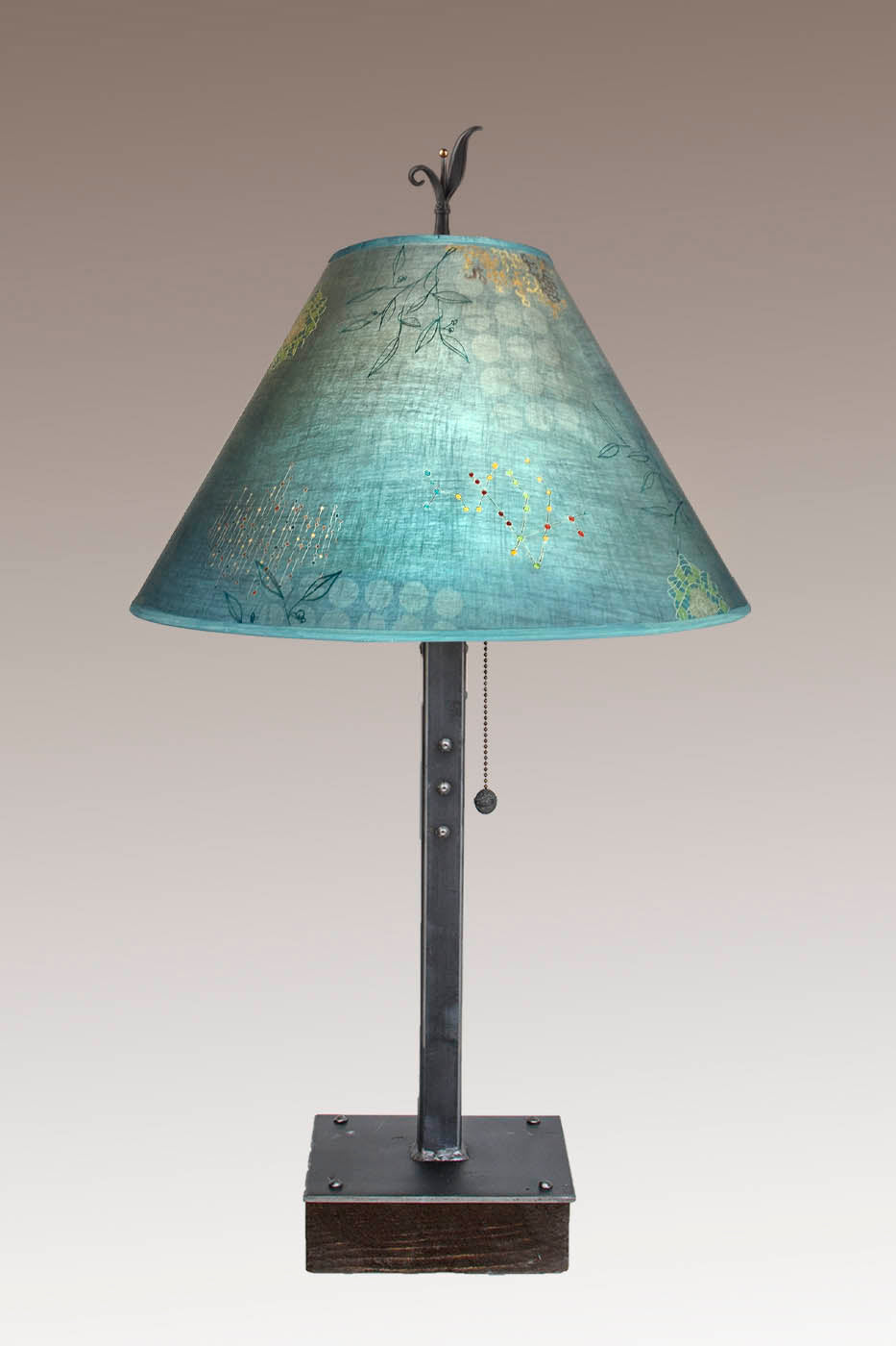 Janna Ugone &amp; Co Table Lamp Steel Table Lamp on Wood with Medium Conical Shade in Journeys in Jasper