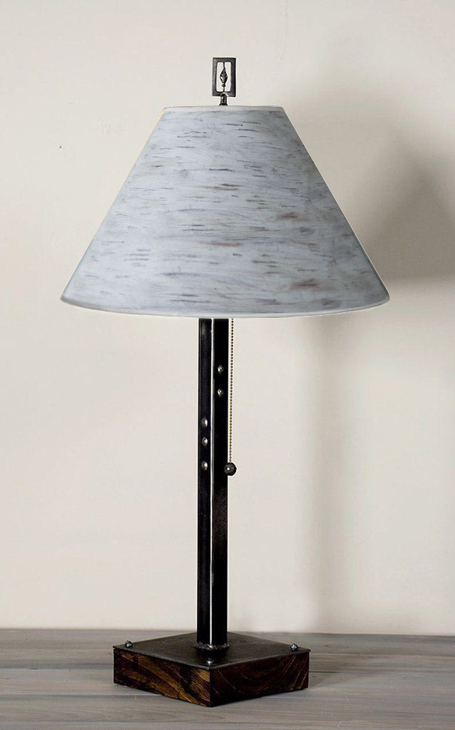 Janna Ugone &amp; Co Table Lamps Steel Table Lamp on Wood with Medium Conical Shade in Simply Birch