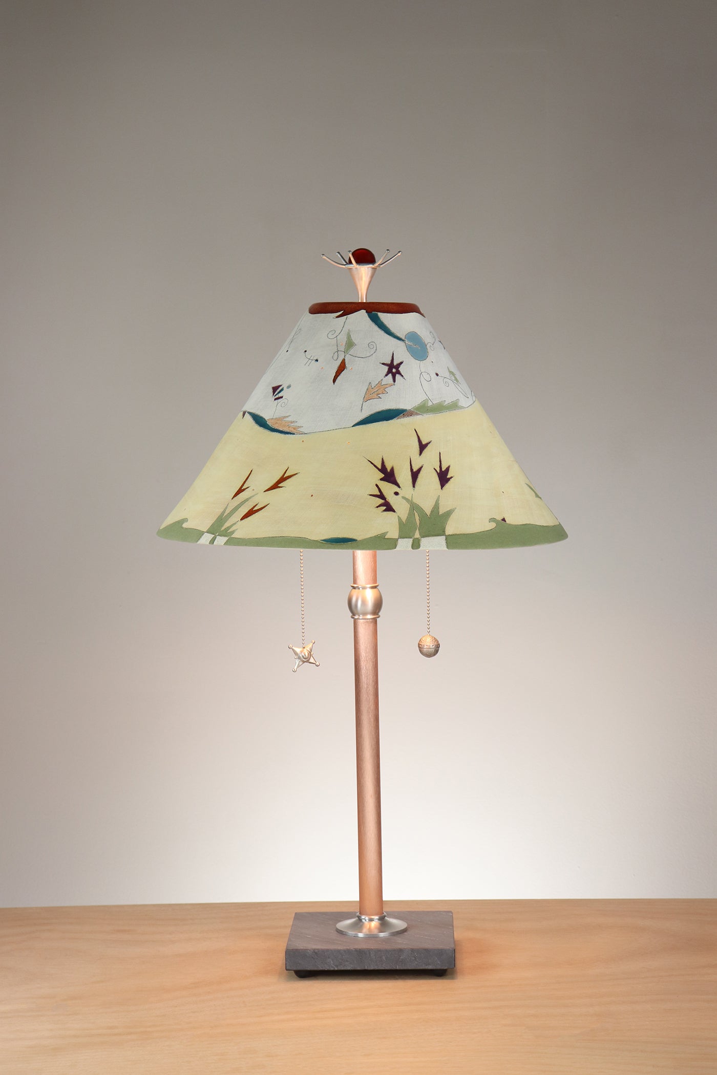 Janna Ugone & Co Floor Lamp Steel Table Lamp with Large Conical Ceramic Shade in Amber Landscape