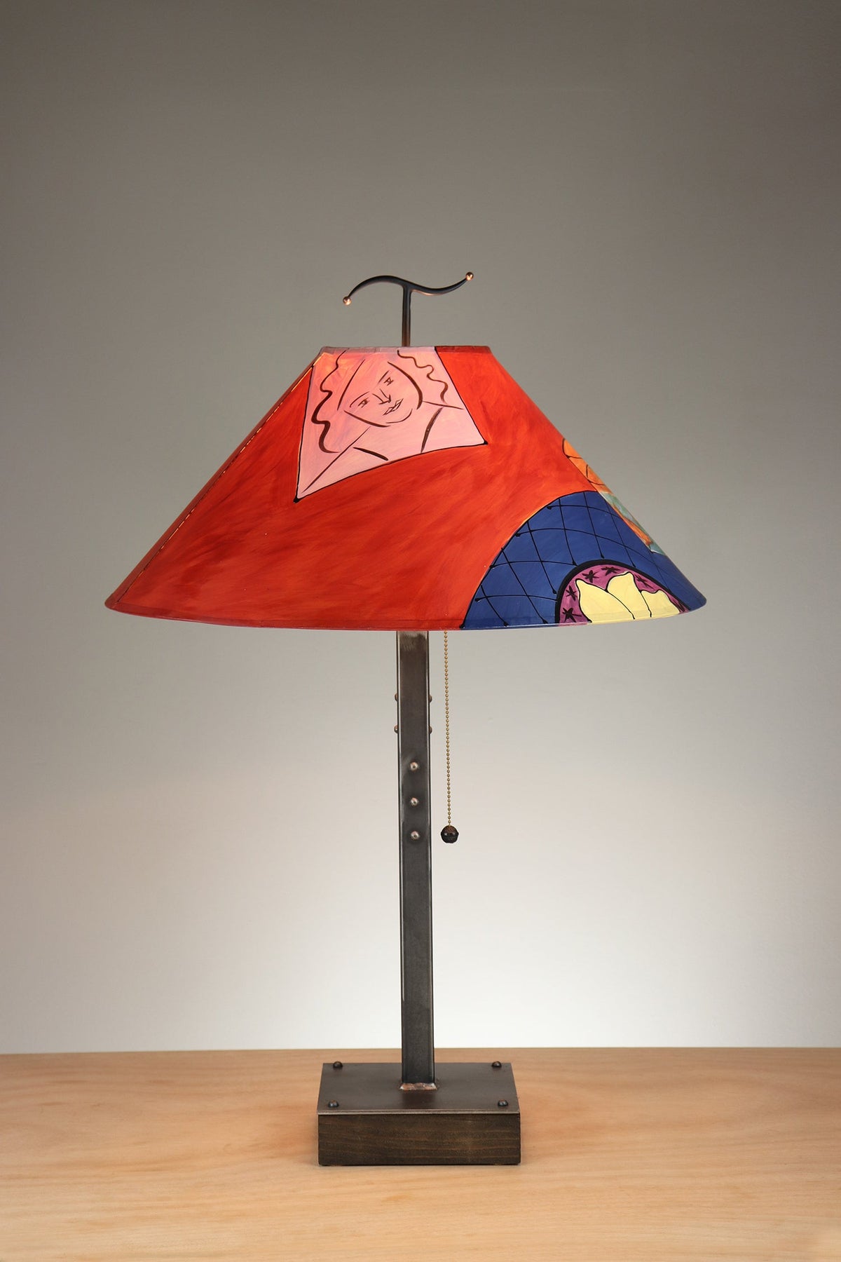 Janna Ugone &amp; Co Table Lamp Steel Table Lamp with Large Conical Shade in Matisse Goldfish