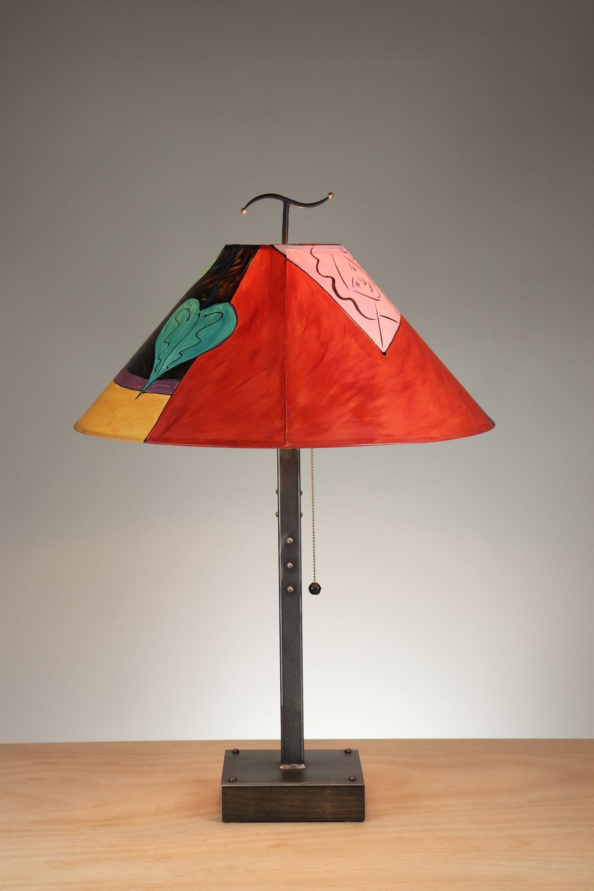 Janna Ugone &amp; Co Table Lamp Steel Table Lamp with Large Conical Shade in Matisse Goldfish