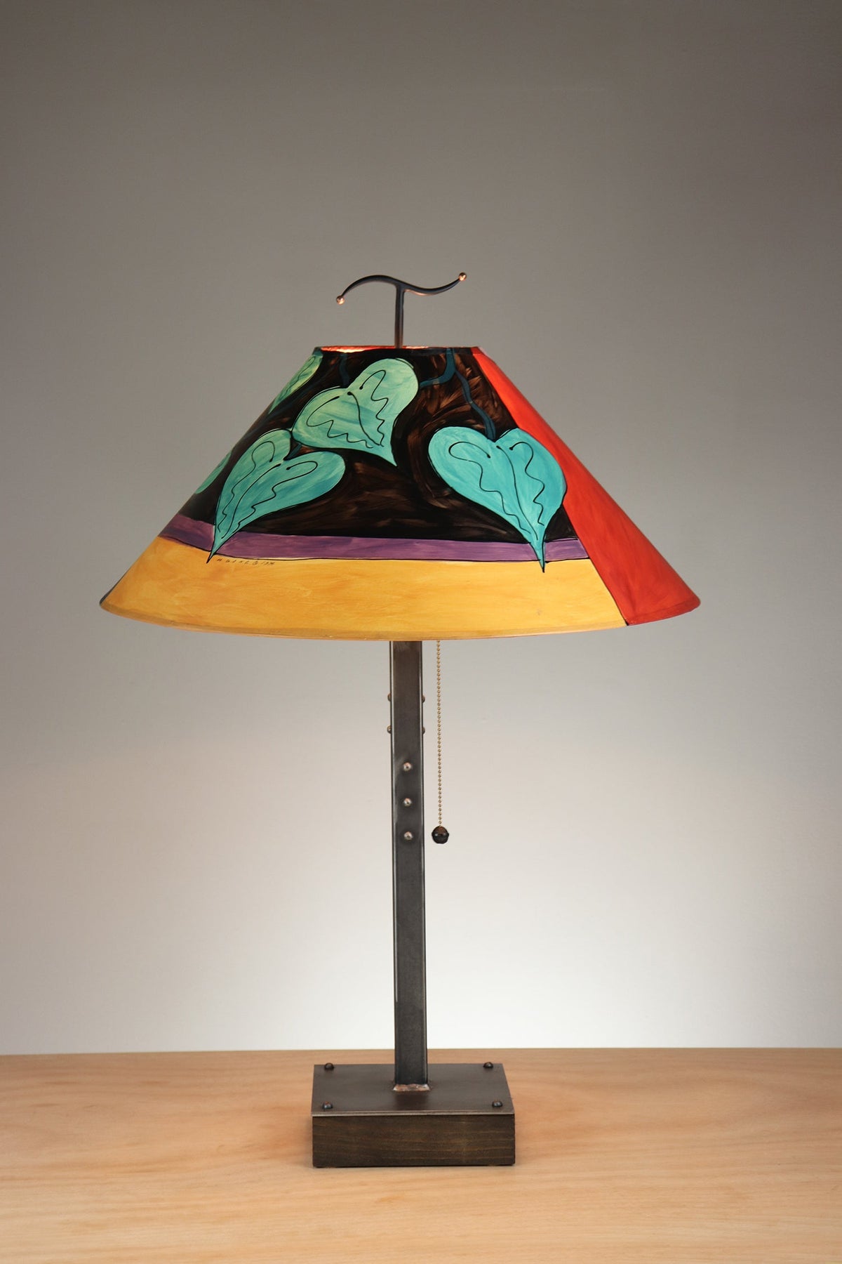 Janna Ugone &amp; Co Table Lamp Steel Table Lamp with Large Conical Shade in Matisse Goldfish