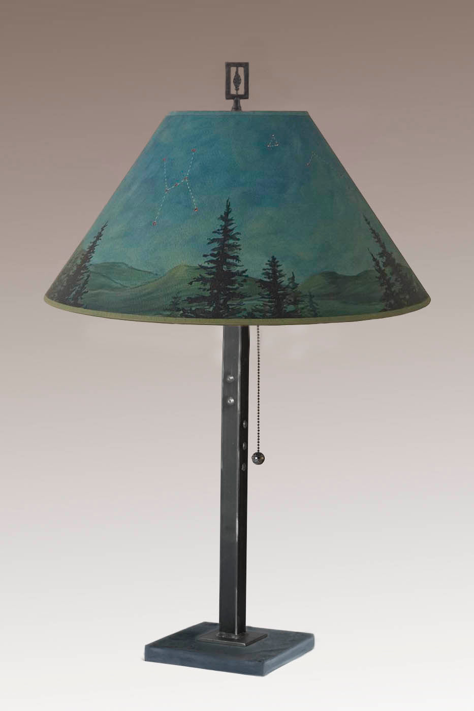 Janna Ugone &amp; Co Table Lamp Steel Table Lamp with Large Conical Shade in Midnight Sky