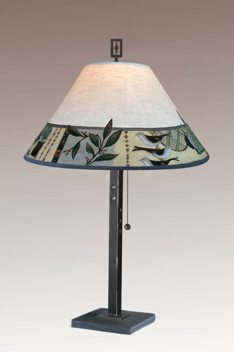 Janna Ugone & Co Table Lamp Steel Table Lamp with Large Conical Shade in New Capri Opal