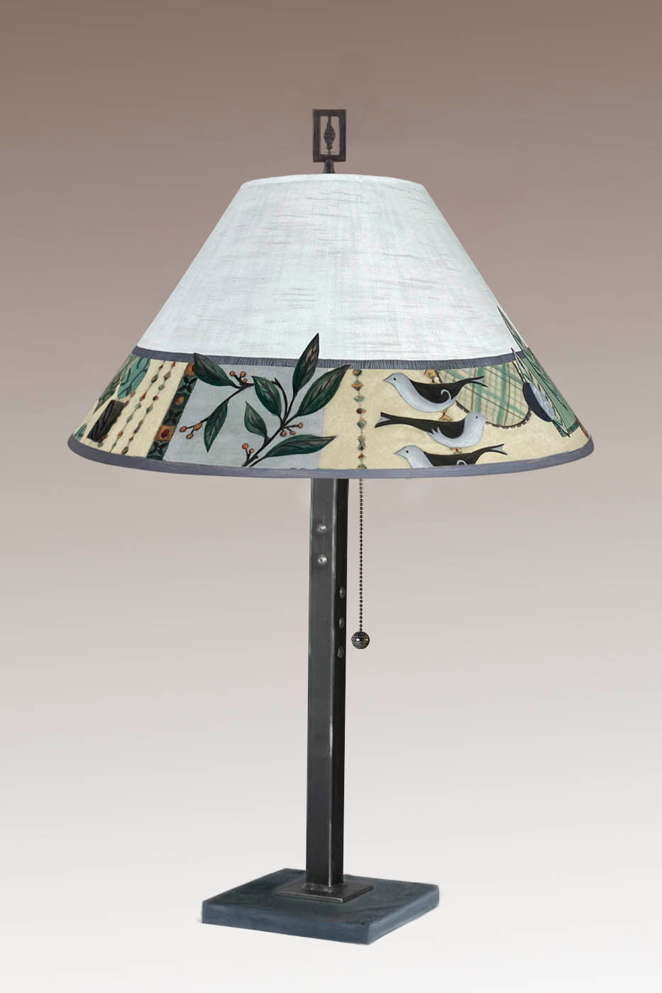 Janna Ugone & Co Table Lamp Steel Table Lamp with Large Conical Shade in New Capri Opal