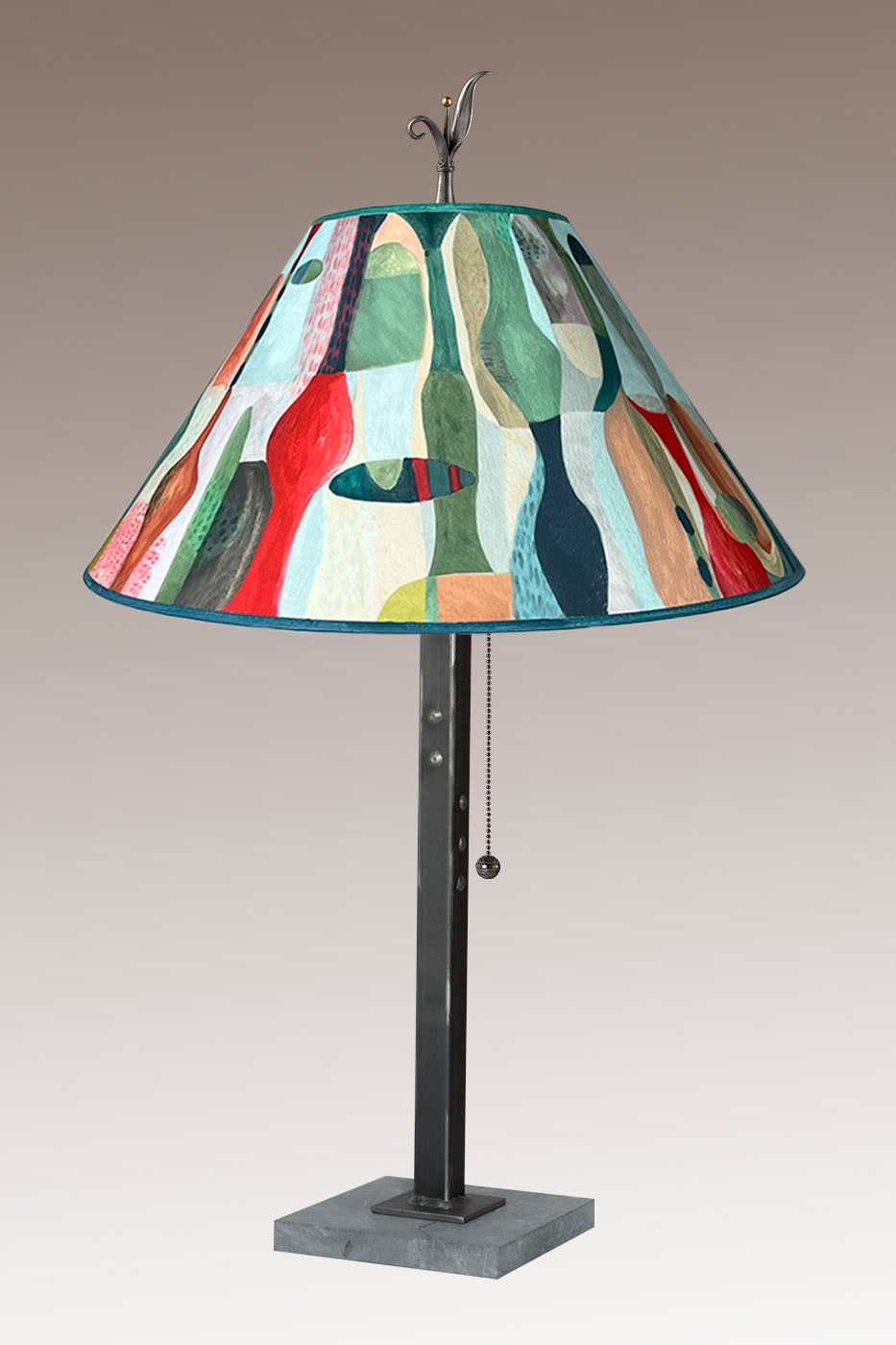 Janna Ugone & Co Table Lamp Steel Table Lamp with Large Conical Shade in Riviera in Poppy