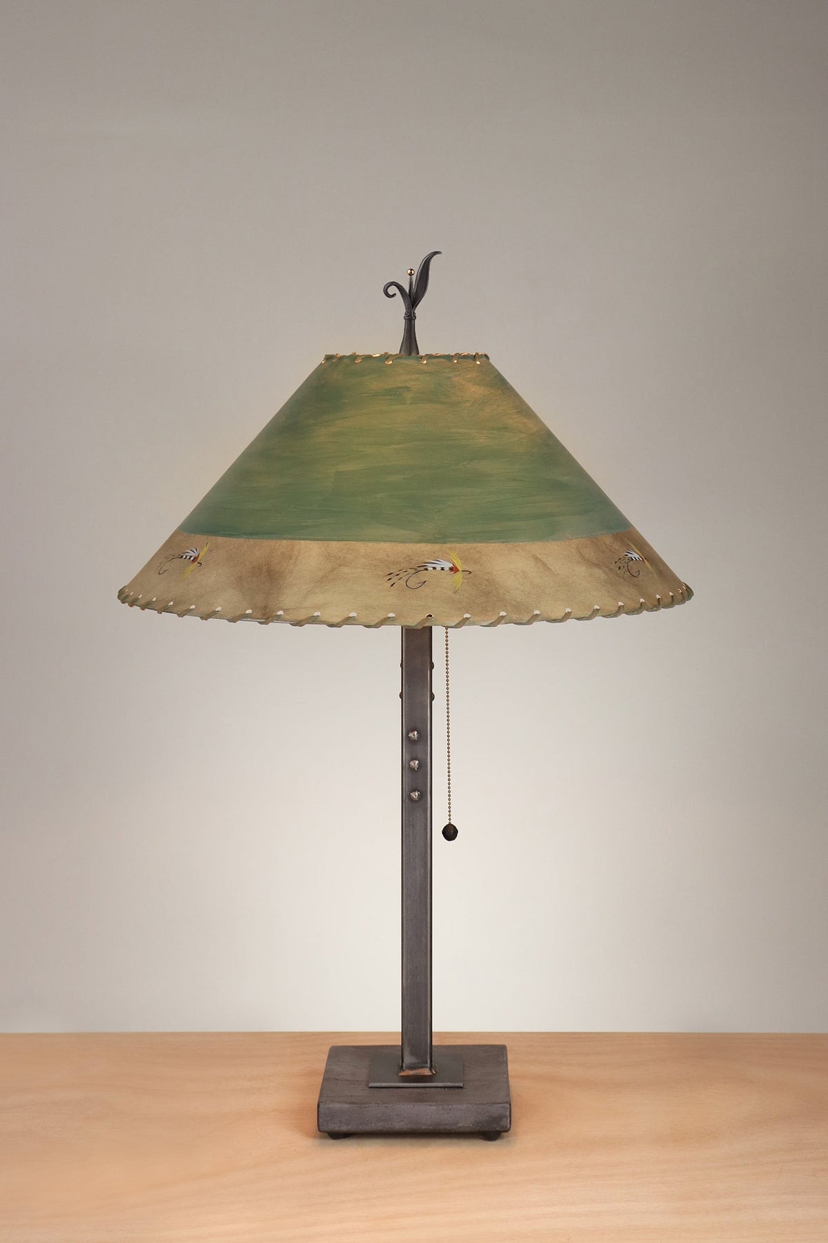 Janna Ugone &amp; Co Table Lamp Steel Table Lamp with Large Conical Shade in Sundance Fly