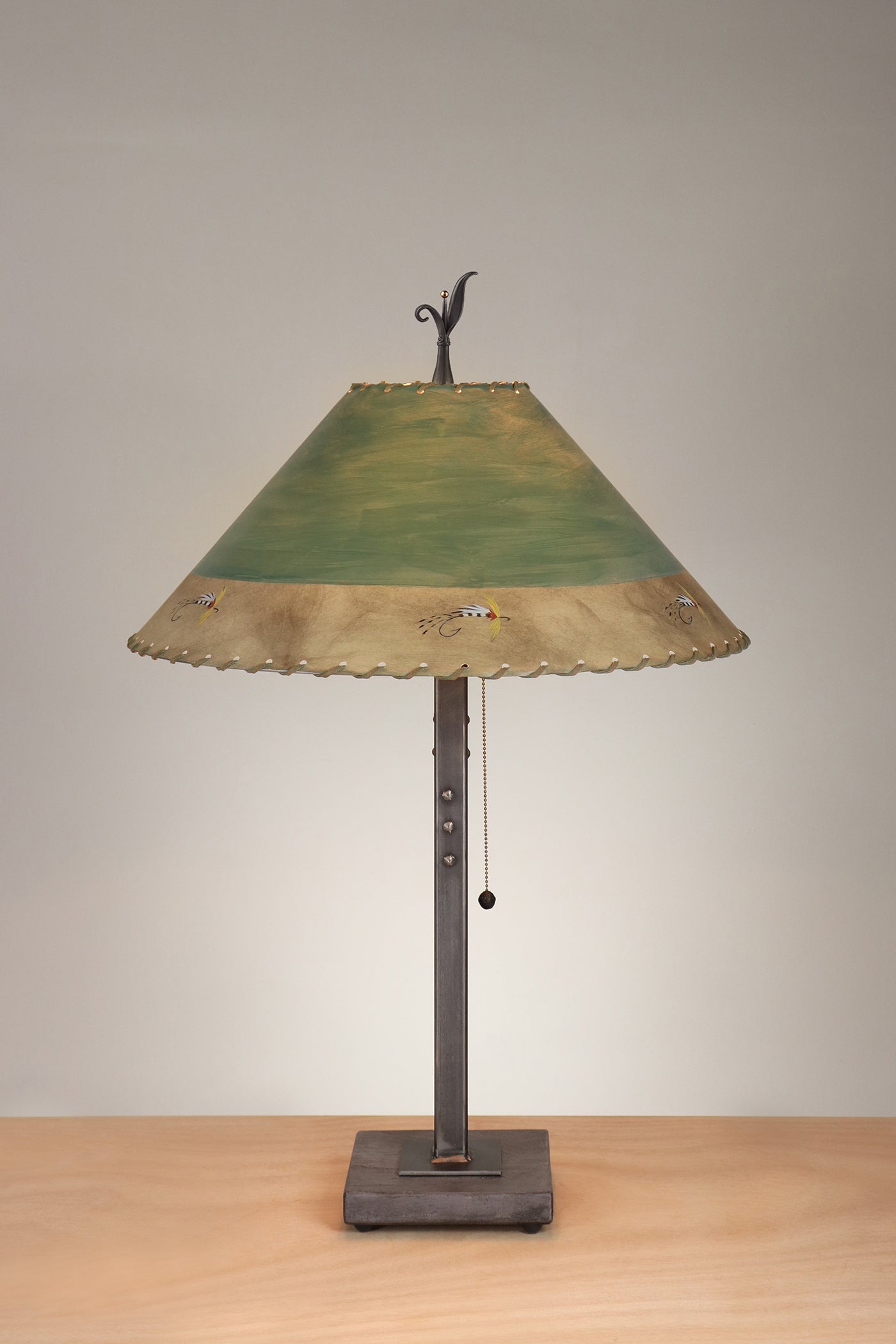 Janna Ugone & Co Table Lamp Steel Table Lamp with Large Conical Shade in Sundance Fly