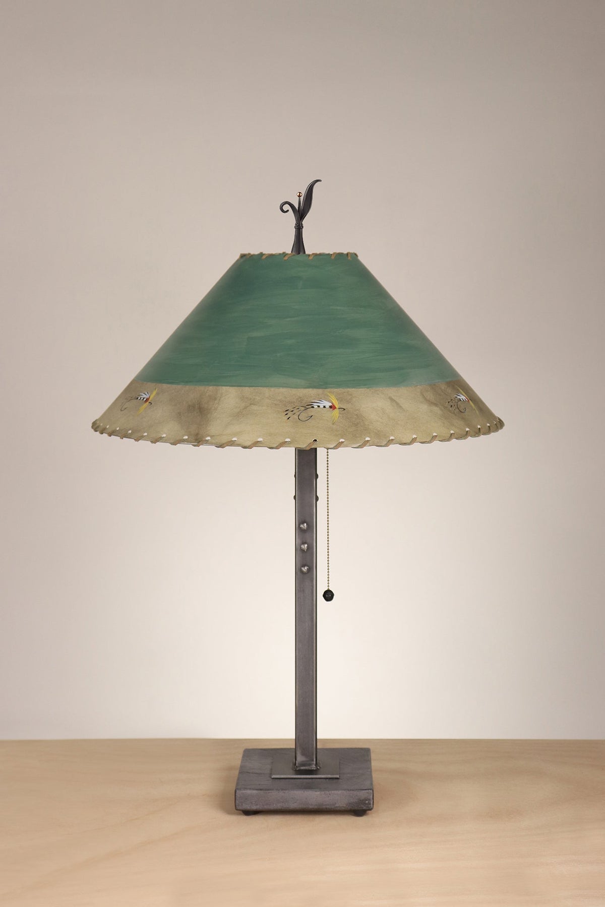 Janna Ugone &amp; Co Table Lamp Steel Table Lamp with Large Conical Shade in Sundance Fly