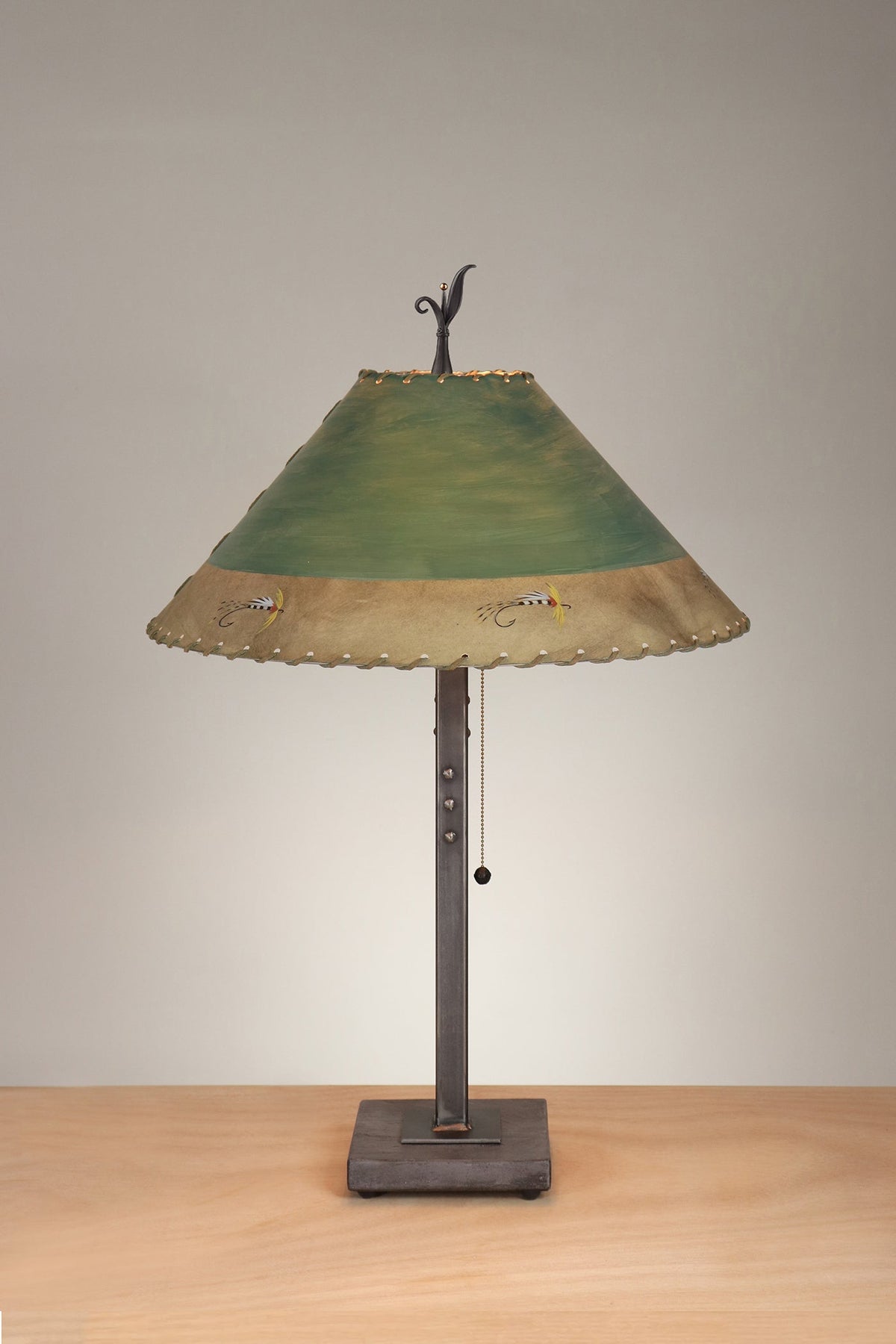 Janna Ugone &amp; Co Table Lamp Steel Table Lamp with Large Conical Shade in Sundance Fly