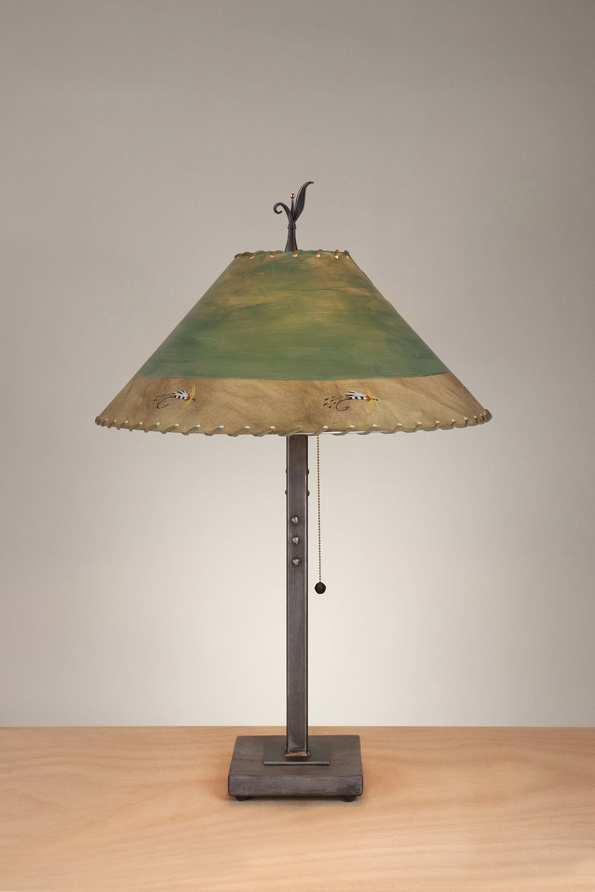 Janna Ugone &amp; Co Table Lamp Steel Table Lamp with Large Conical Shade in Sundance Fly