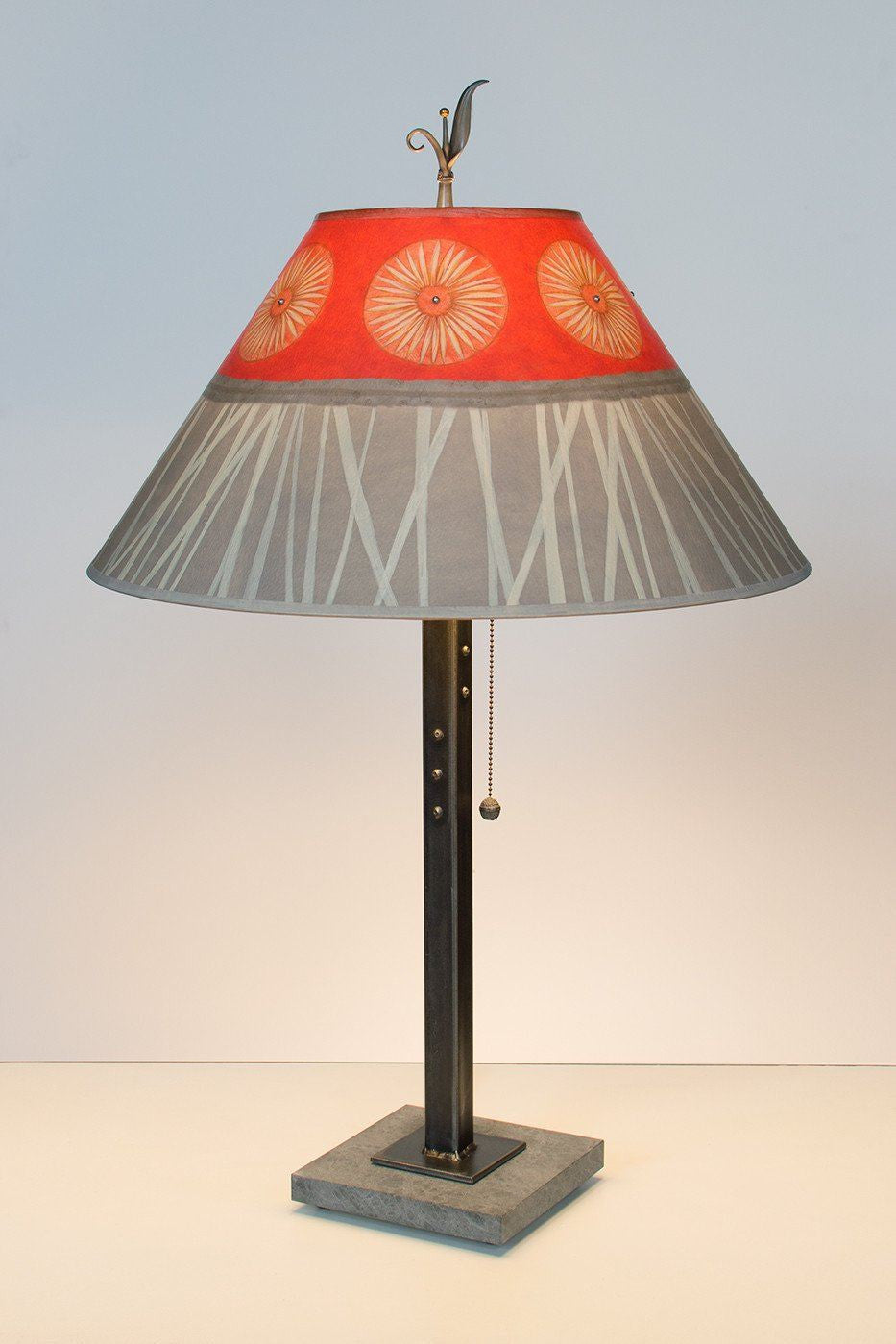 Janna Ugone &amp; Co Table Lamps Steel Table Lamp with Large Conical Shade in Tang