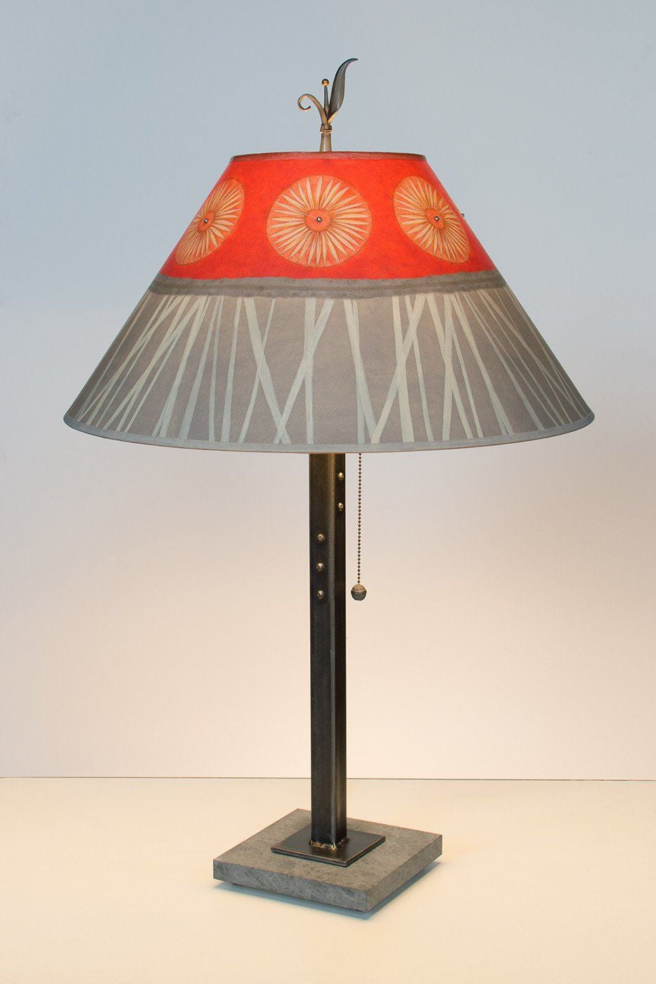 Janna Ugone & Co Table Lamps Steel Table Lamp with Large Conical Shade in Tang