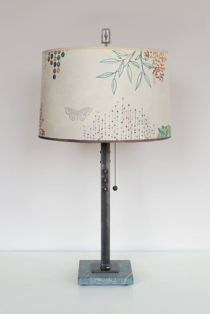Janna Ugone & Co Table Lamps Steel Table Lamp with Large Drum Shade in Ecru Journey