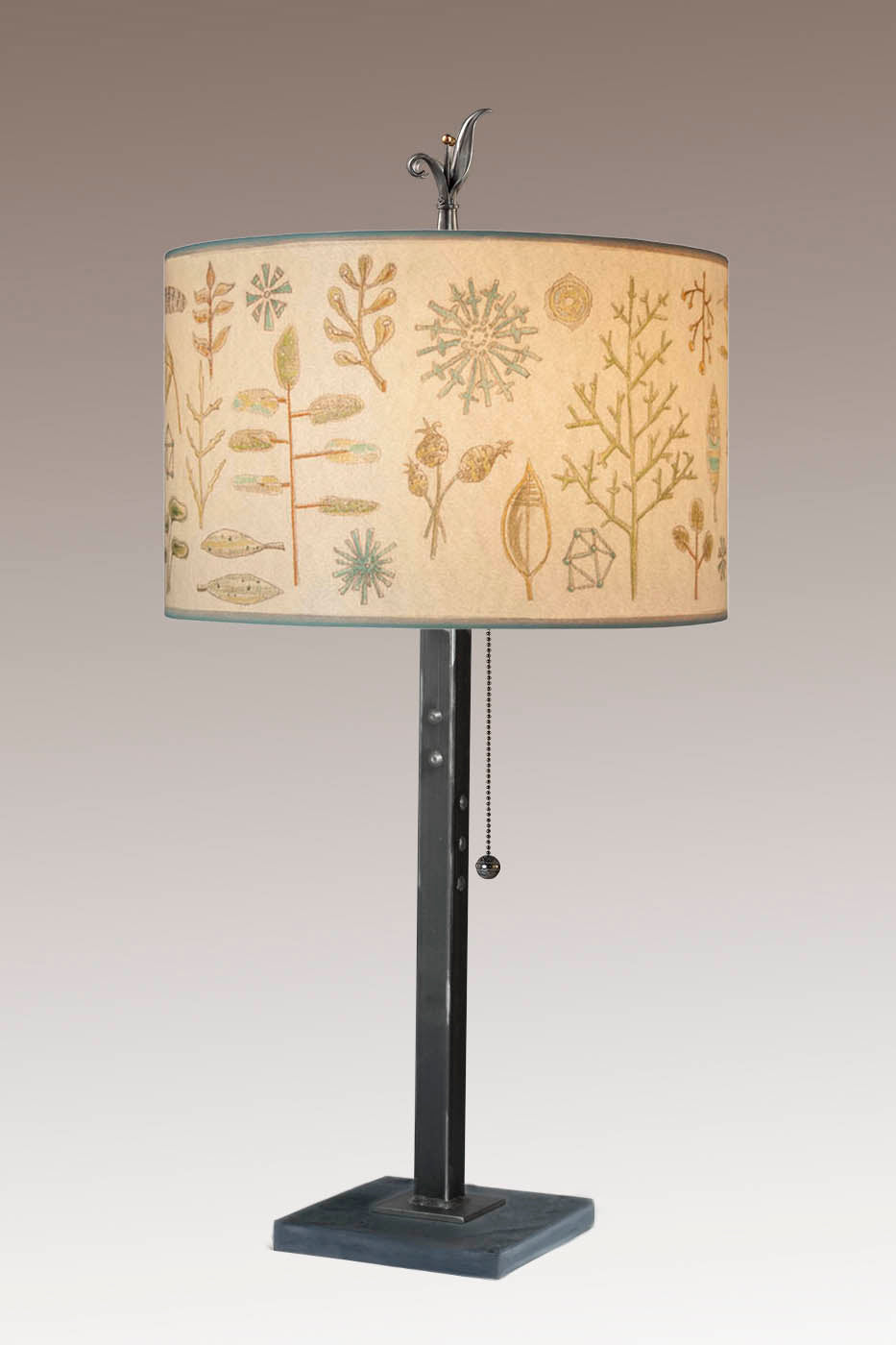 Janna Ugone & Co Table Lamp Steel Table Lamp with Large Drum Shade in Field Chart