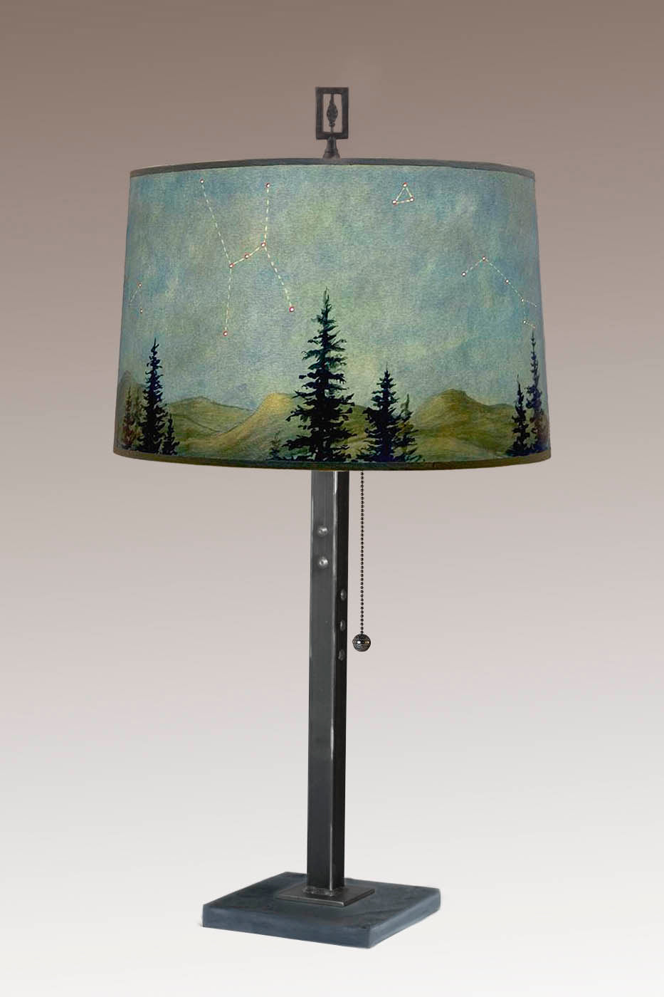 Janna Ugone & Co Table Lamps Steel Table Lamp with Large Drum Shade in Midnight Sky